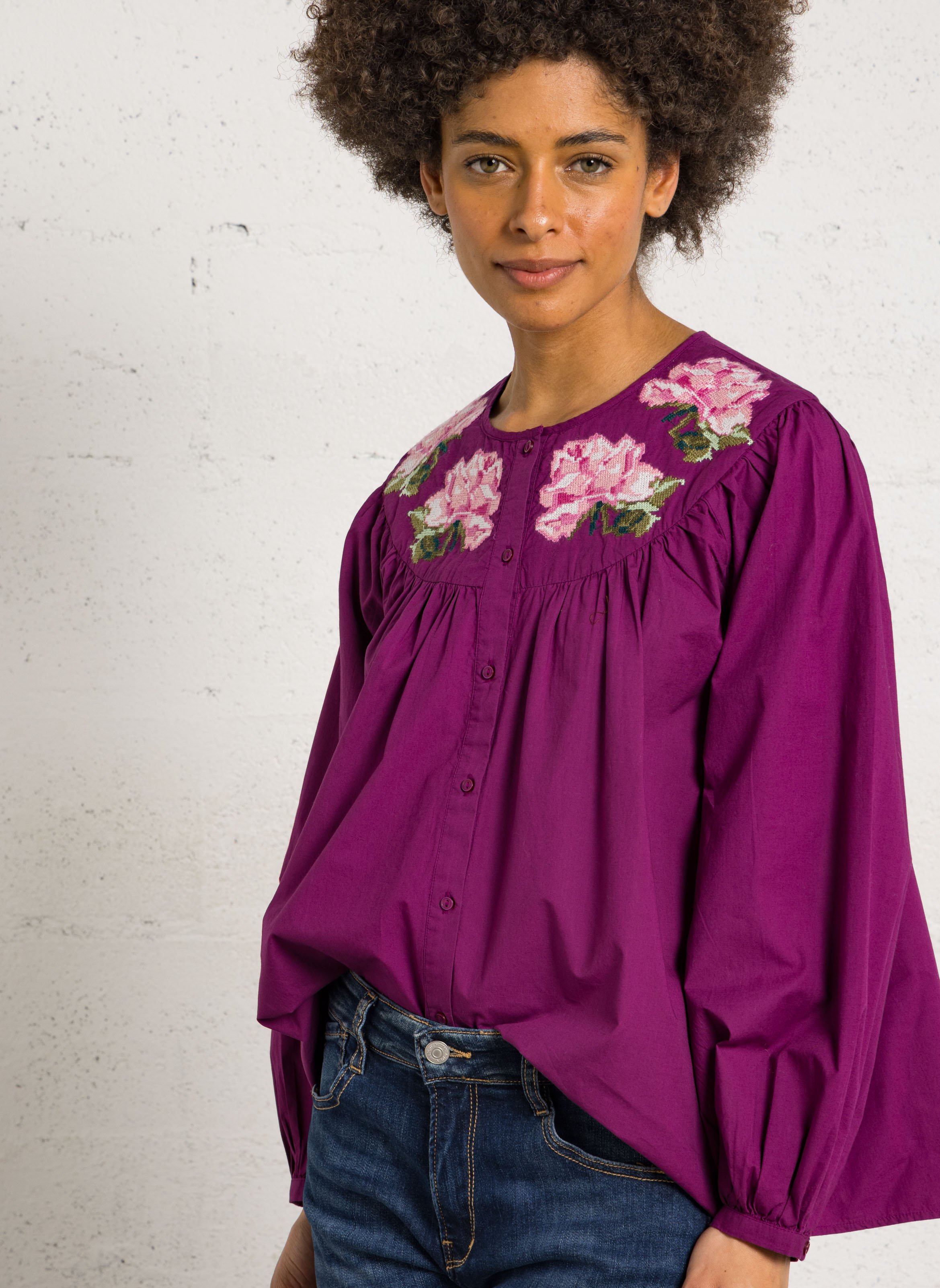 Korte, katoenen jurk met ronde hals SUD EXPRESS Roze