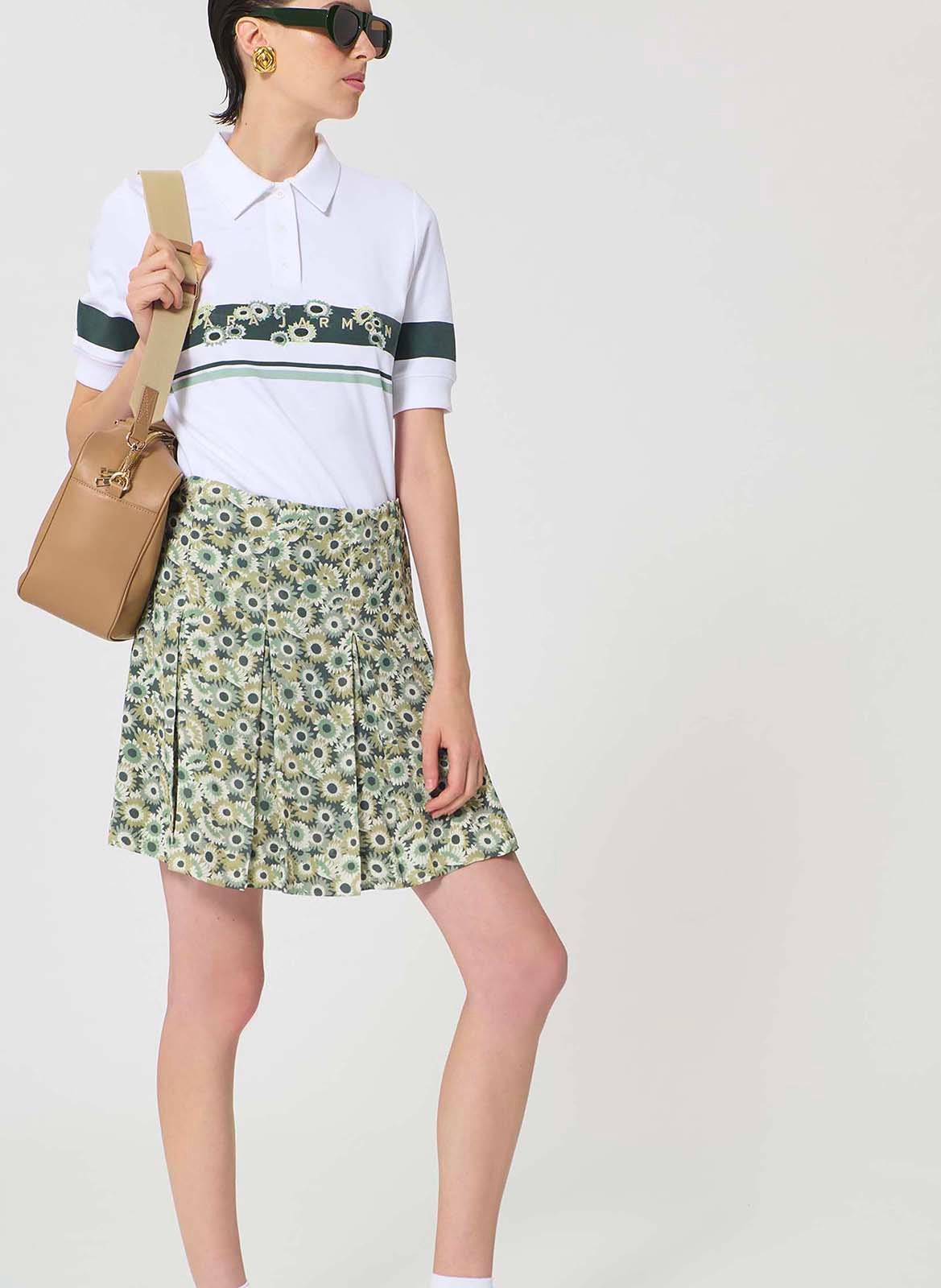 Jupe courte à motif fleuri TARA JARMON Vert