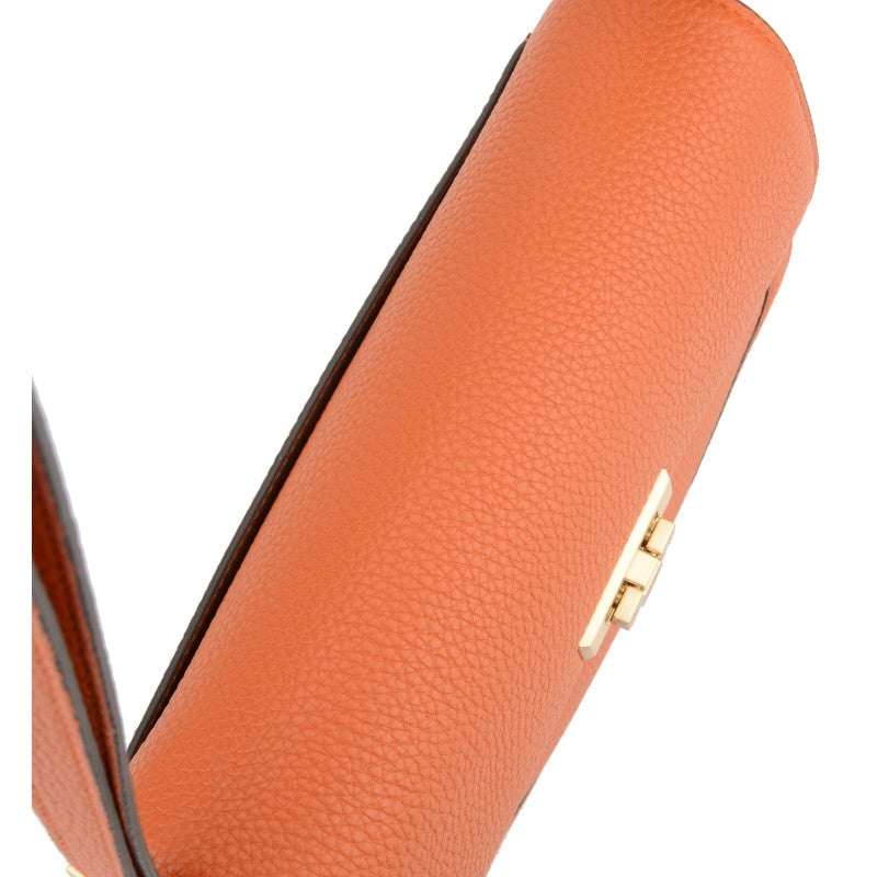 Crossbody bag in cowhide leather POURCHET Orange