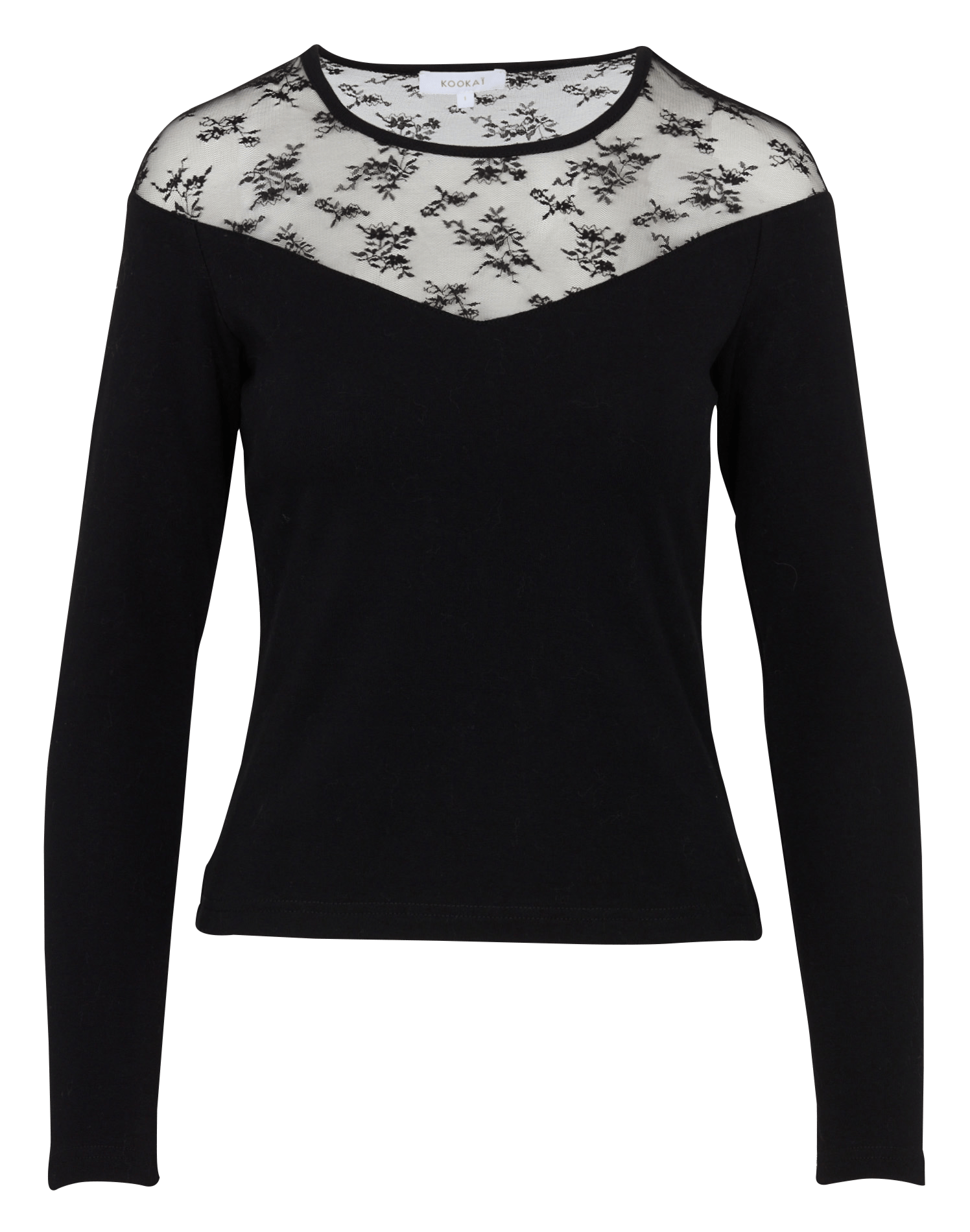 Eng anliegendes T-Shirt mit Spitzen-Detail KOOKAI Schwarz