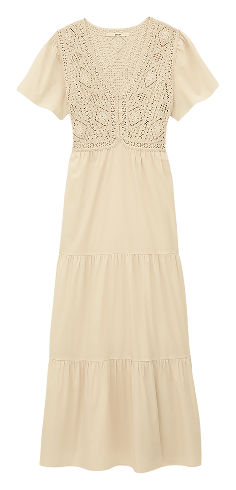Robe longue col V en coton BA&SH Beige
