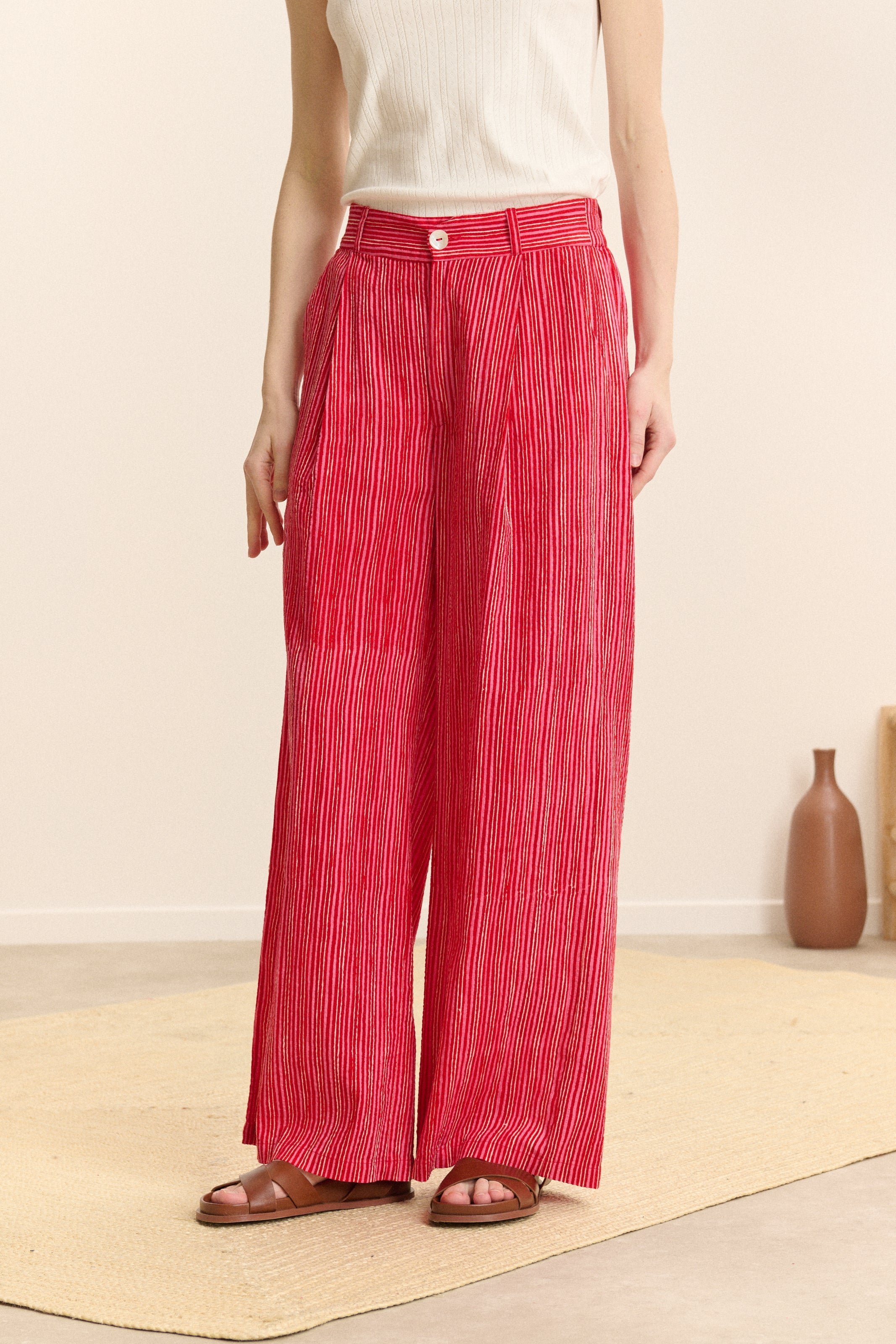 Straight striped trousers  GARANCE PARIS Pink