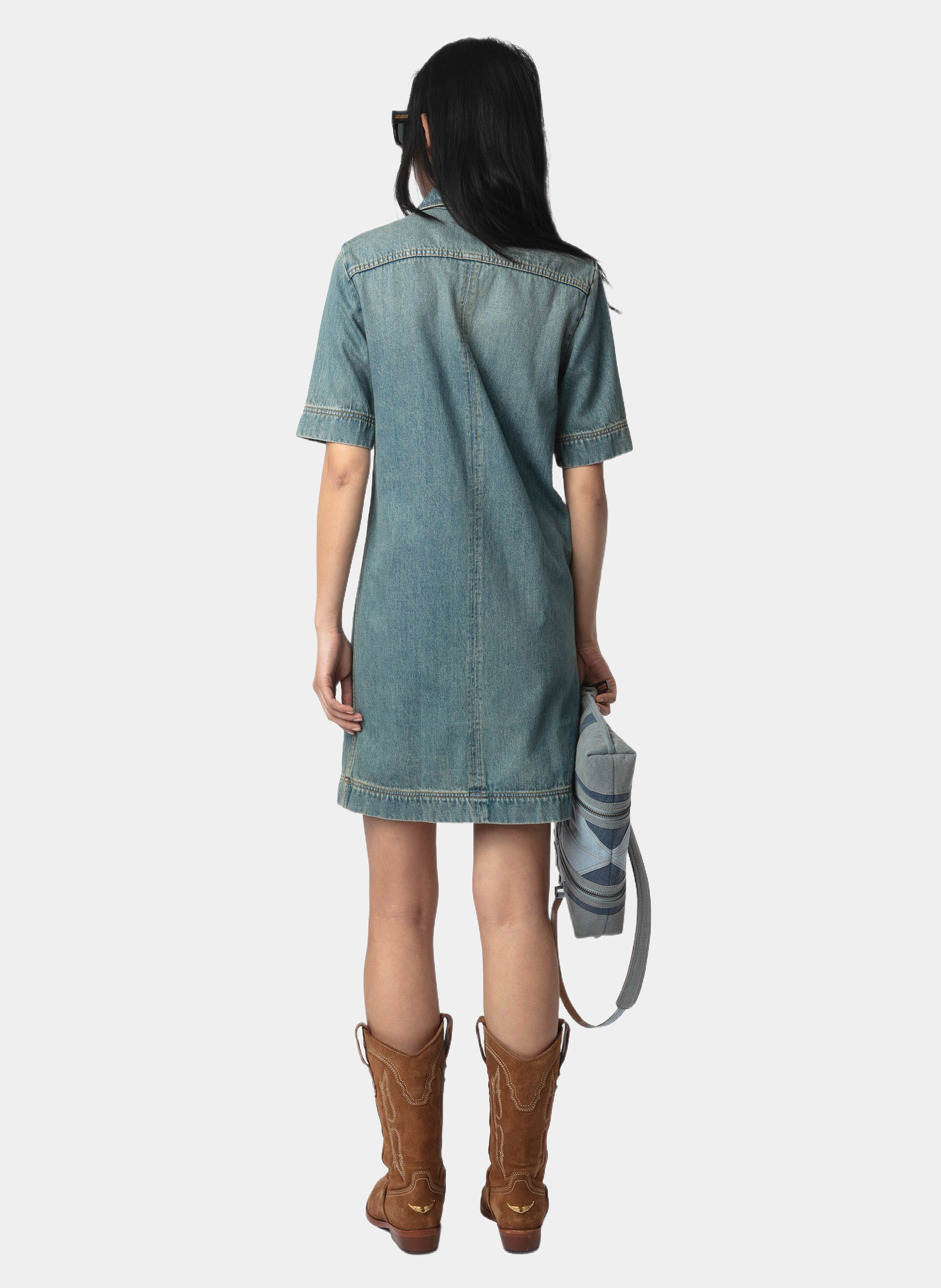 Short denim dress with classic collar ZADIG&VOLTAIRE Blue