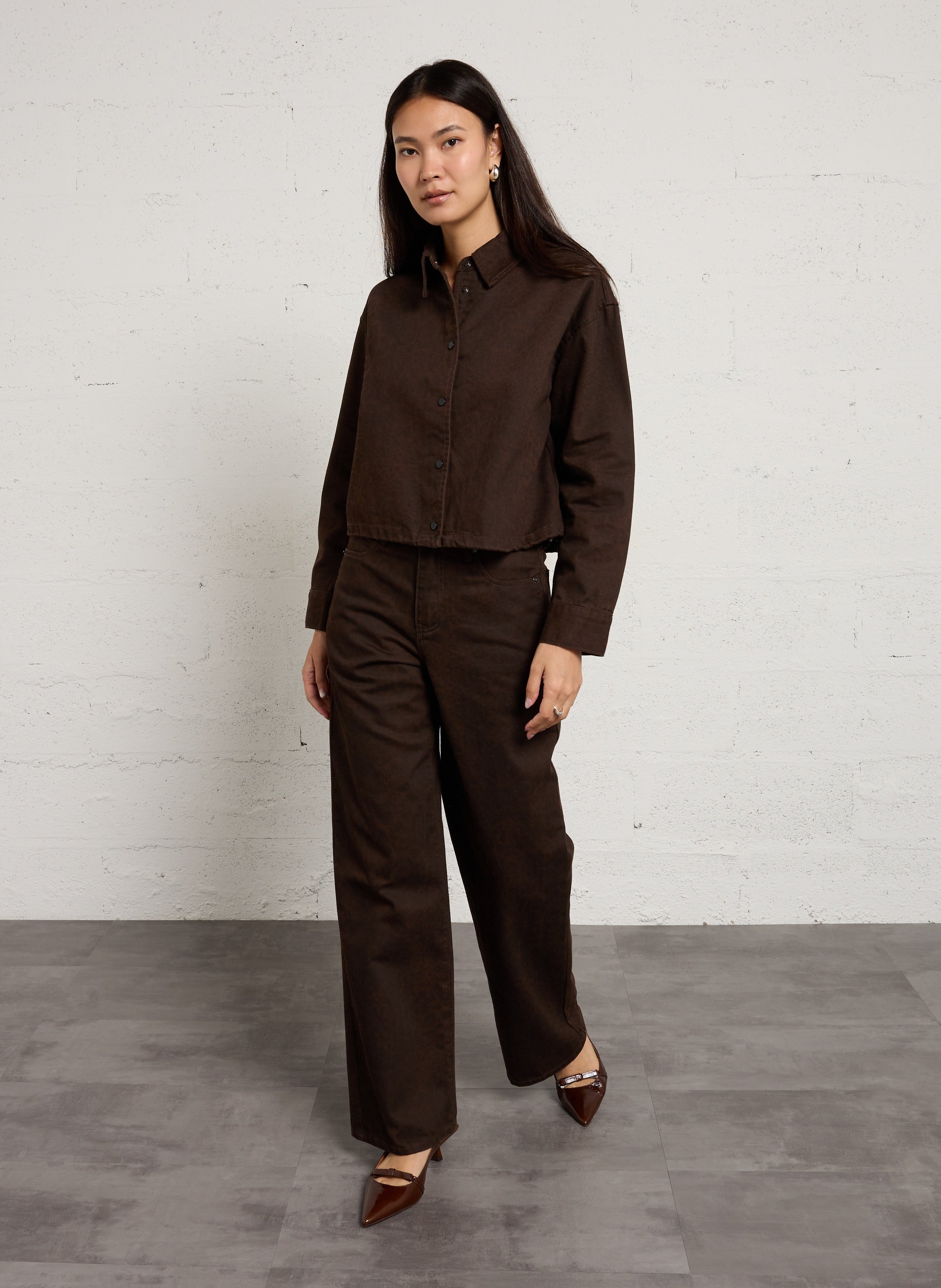 Eco-responsible high-rise wide-leg jeans SUNCOO Brown