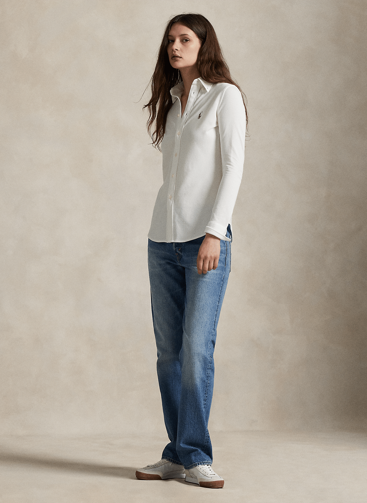Chemise col américain cintrée en coton POLO RALPH LAUREN Blanc