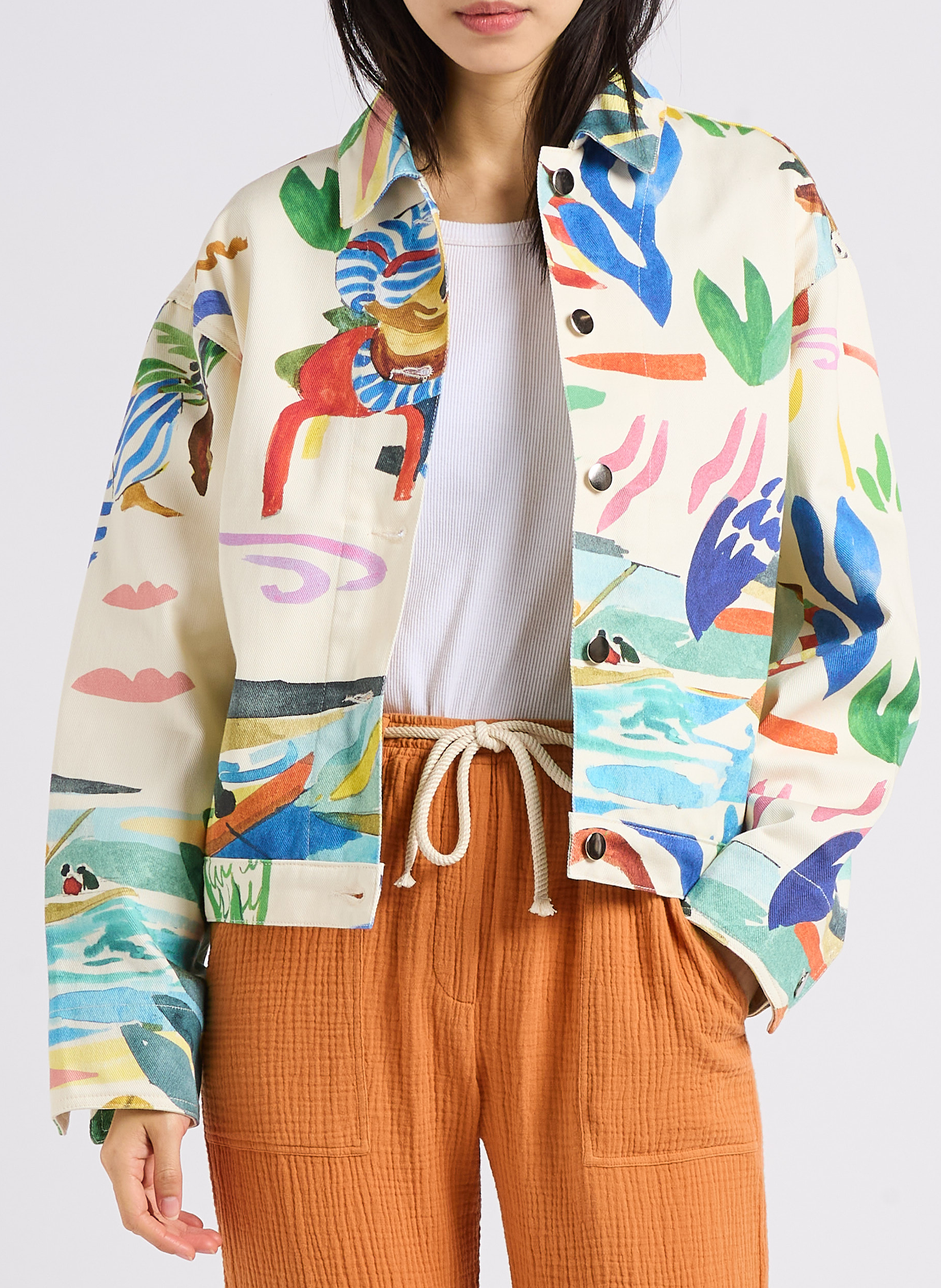 Printed cotton denim jacket G.KERO Multicolored