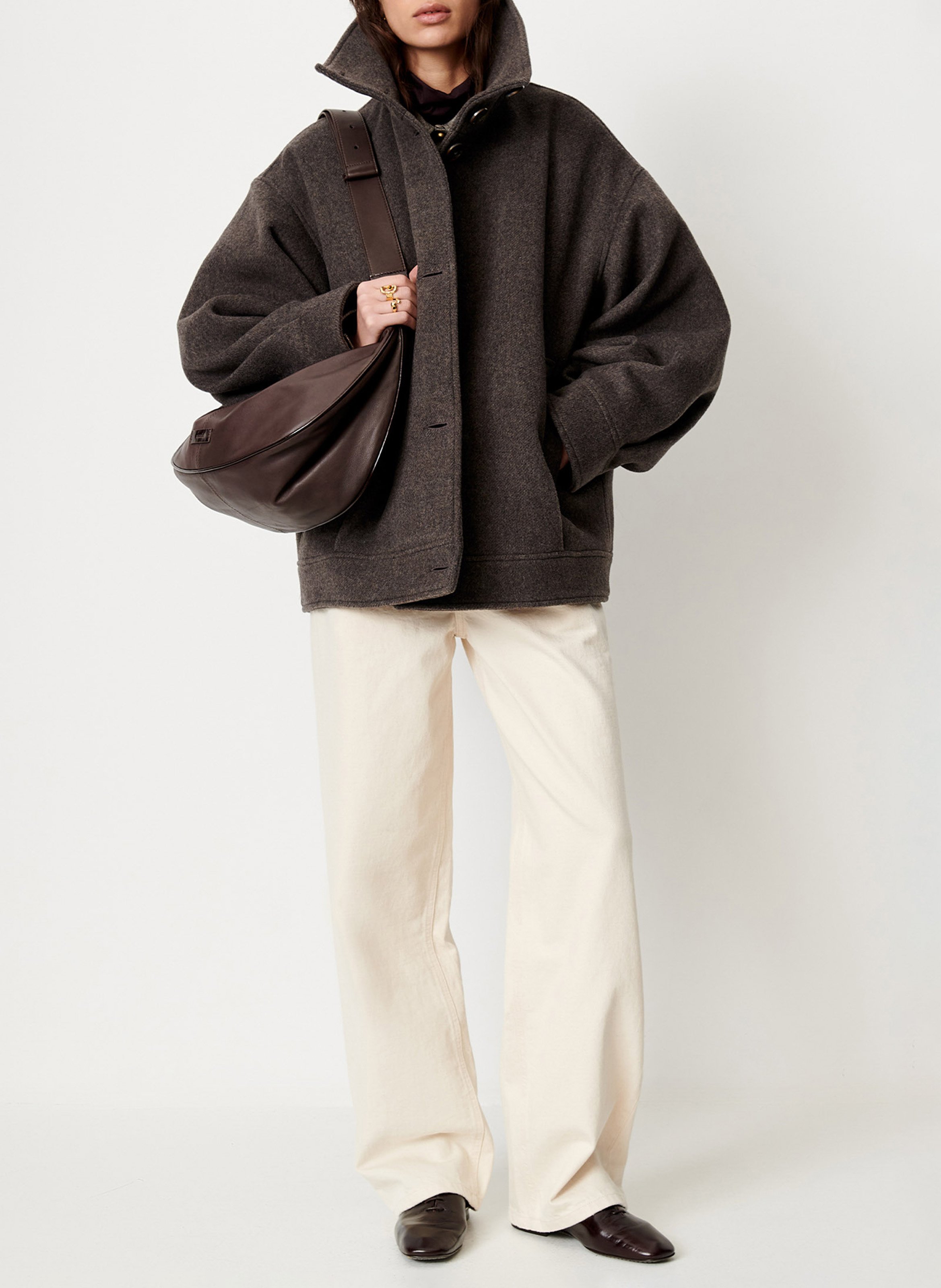 Manteau oversize en laine mélangée SESSUN Gris