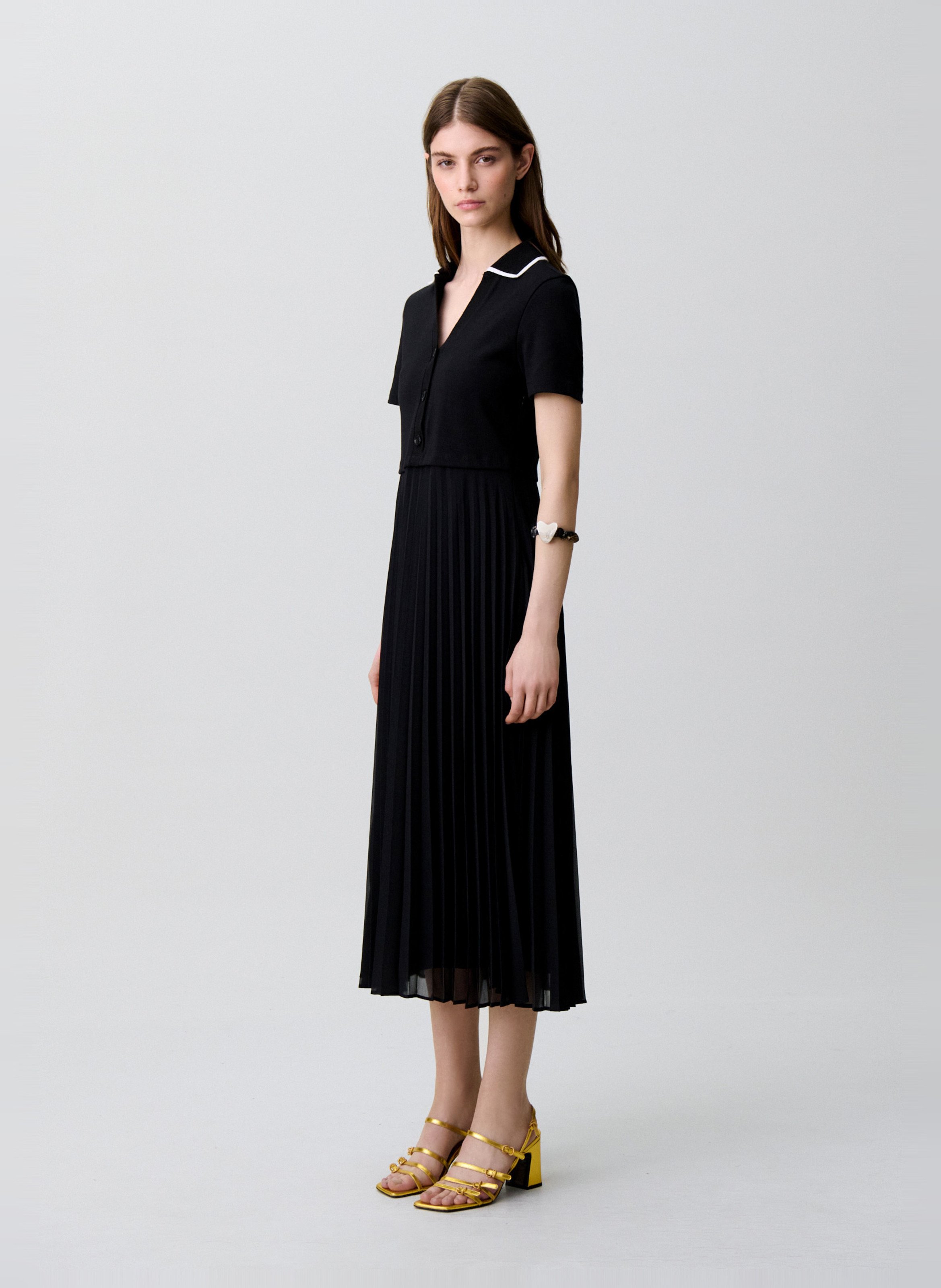Long dress with classic knit collar CLAUDIE PIERLOT Black