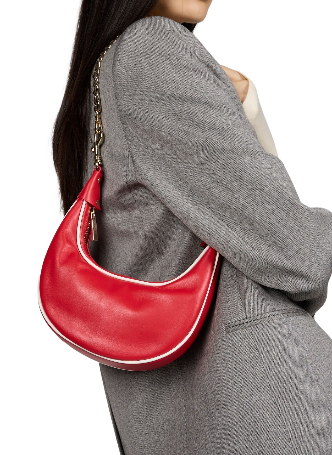 Bowlingtasche aus genarbtem Leder mit Reißverschluss SAISON 1865 Rot
