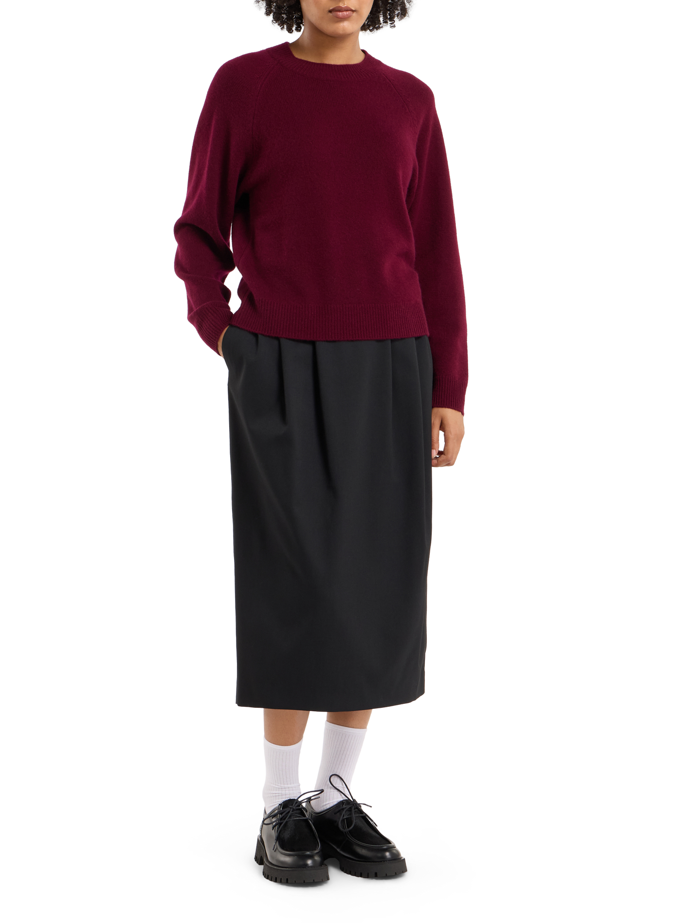 Straight fit plain round neck cashmere sweater SAISON 1865 Red