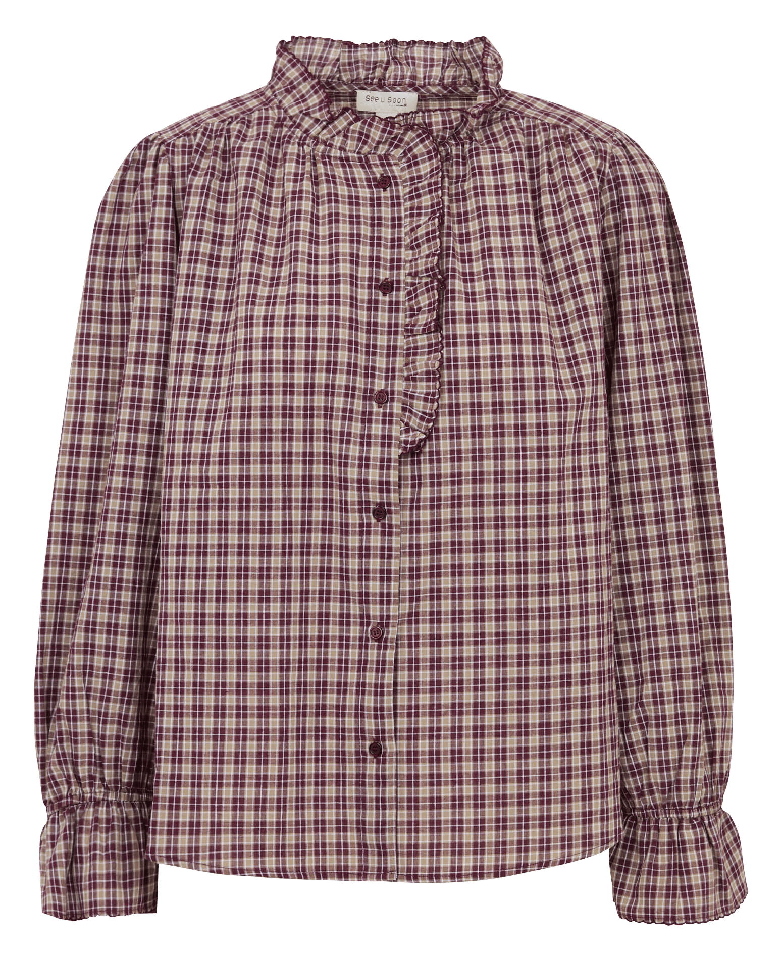 Chemise col à volant en coton SEE U SOON Violet