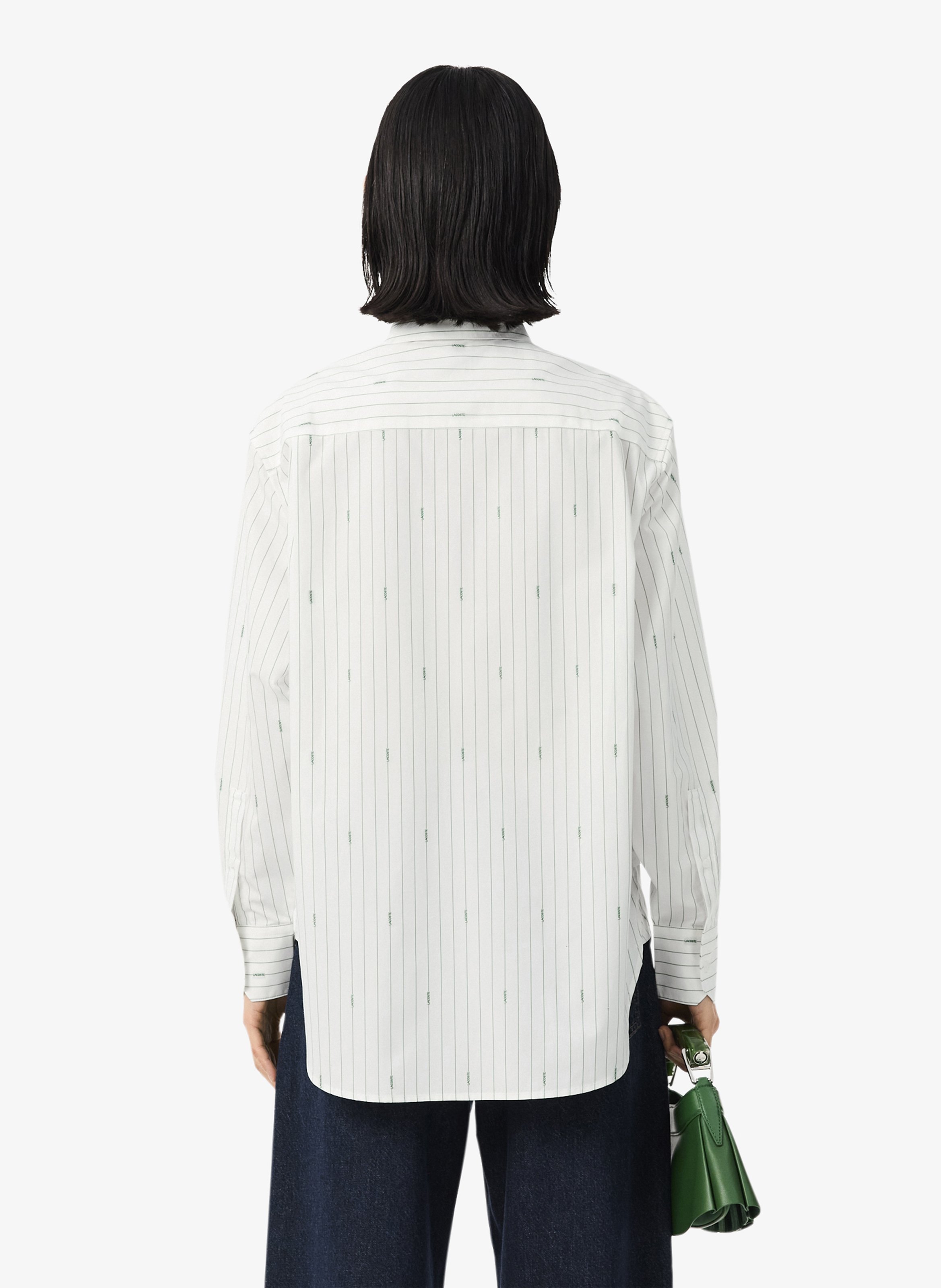 Chemise droite col classique rayée jacquard en coton LACOSTE Multicolore