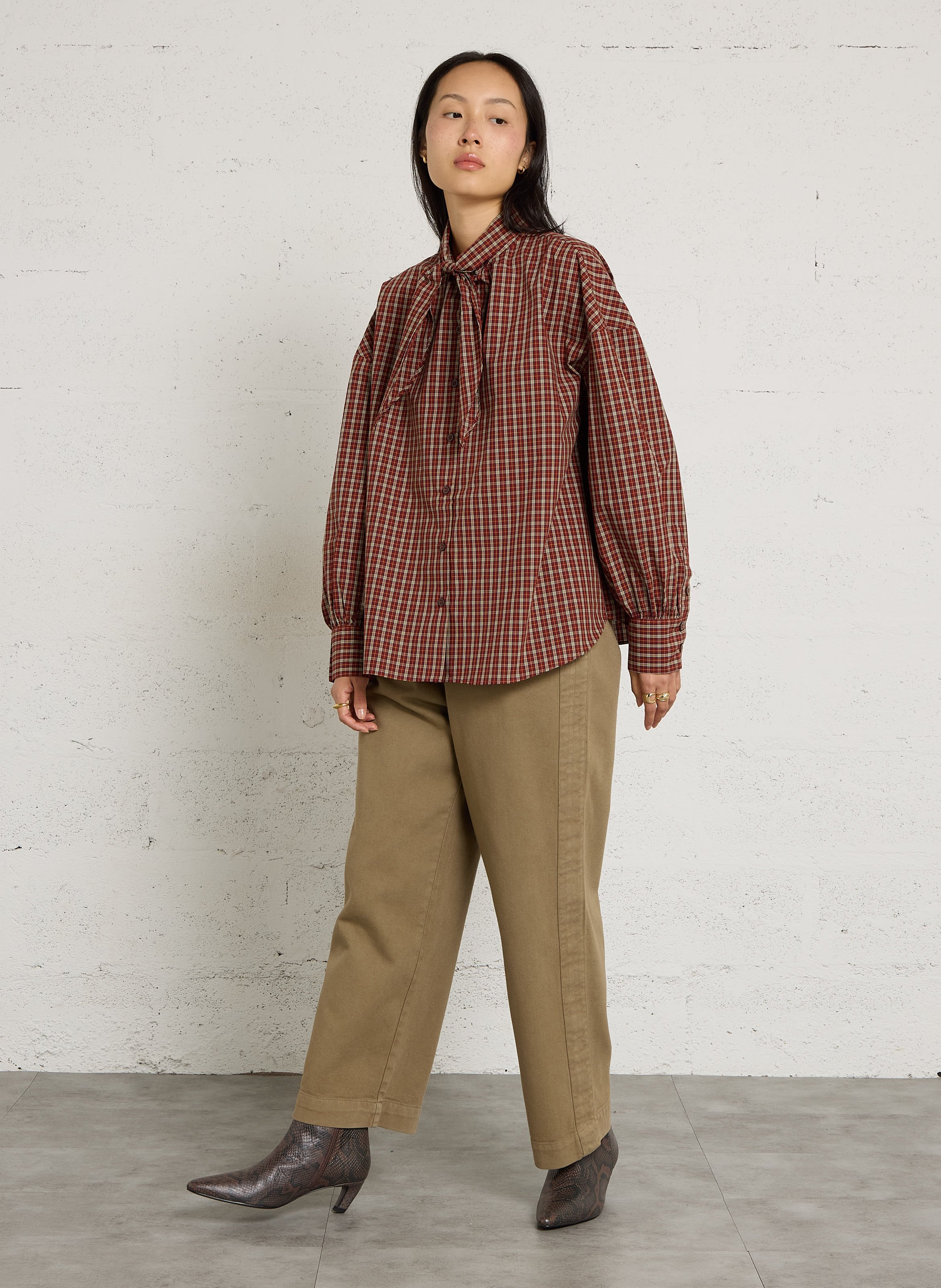 Wijde gestreepte hoge taille broek BELLEPIECE Beige