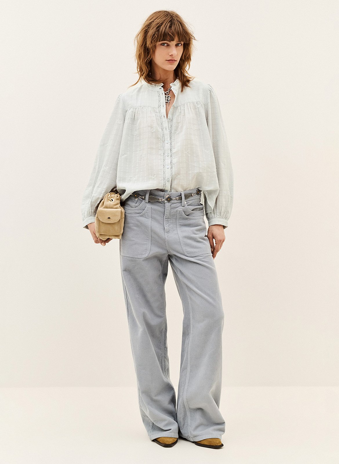 Chemise ample en coton mélangé BA&SH Bleu