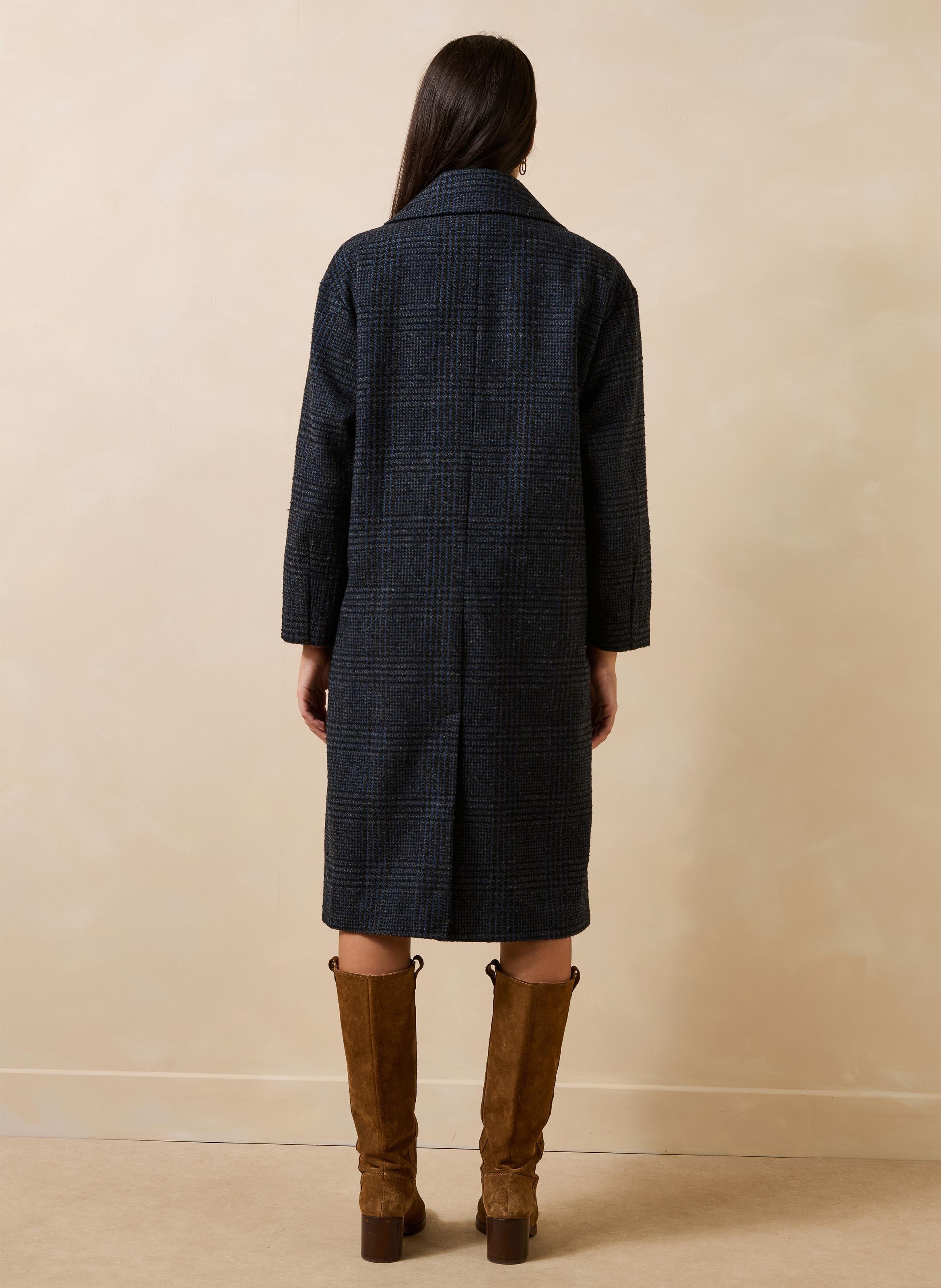 Manteau droit col tailleur LA FEE MARABOUTEE Bleu