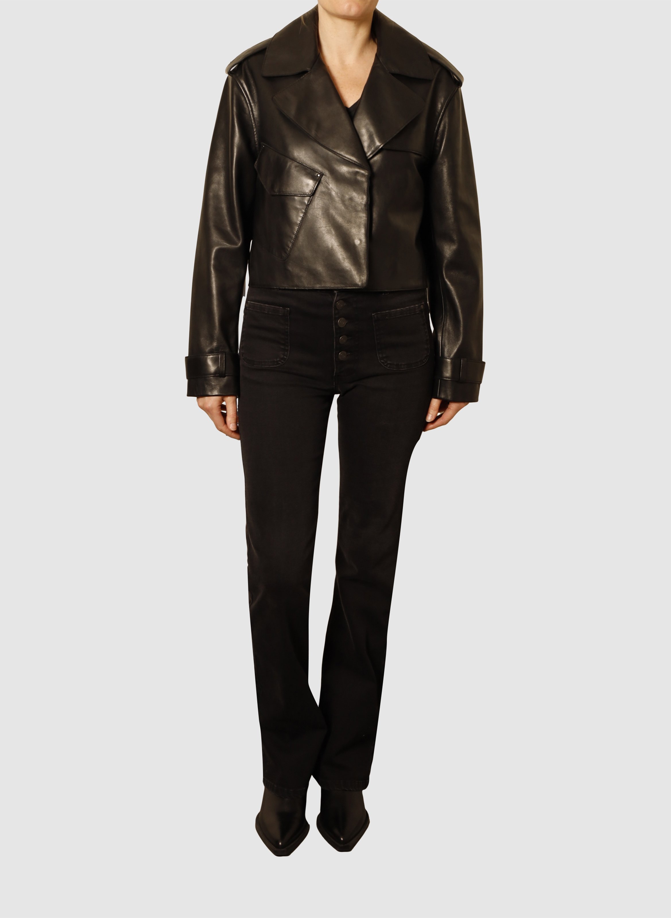 Oversized leather jacket IKKS Black