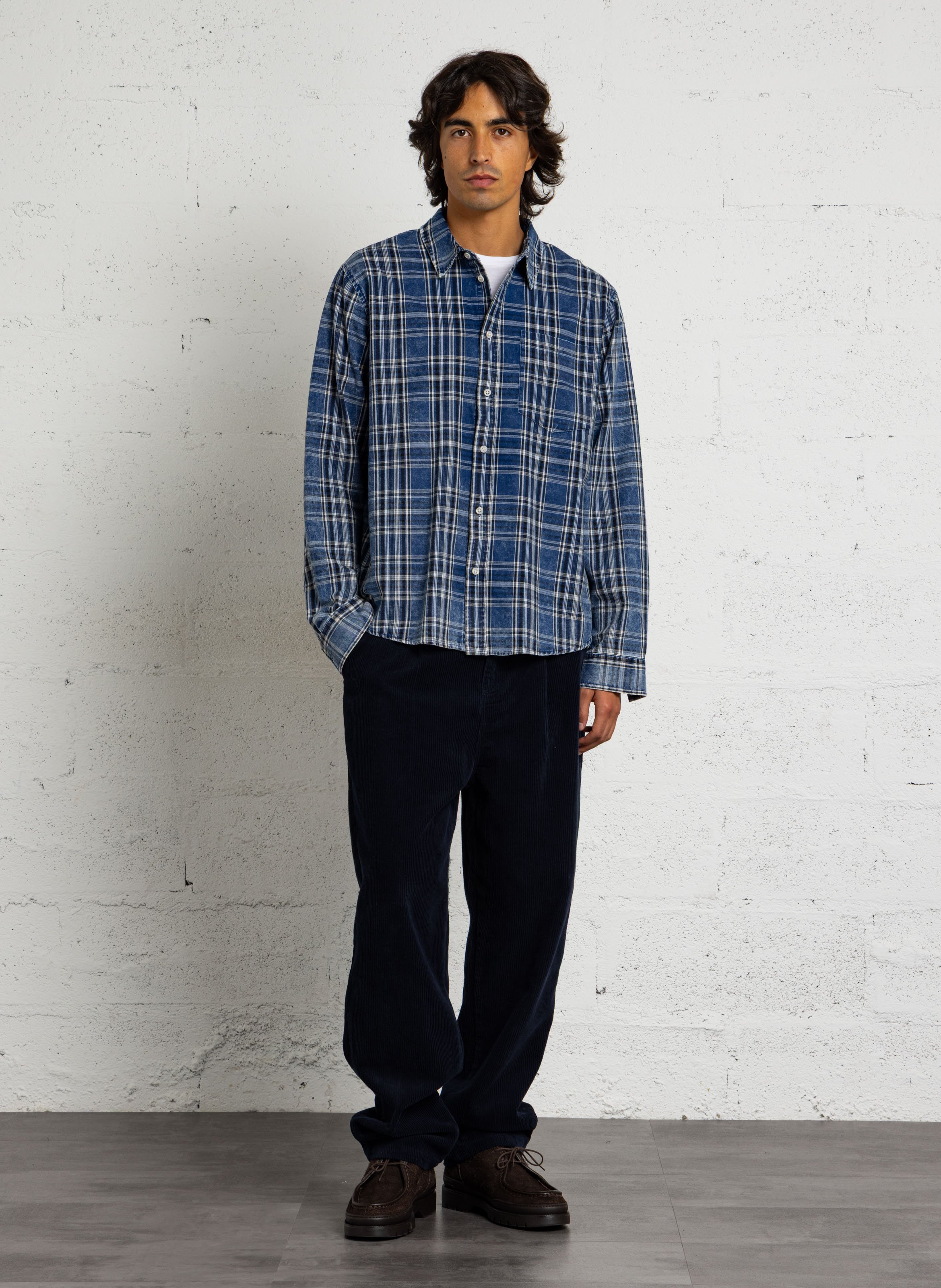 Kariertes Hemd im Used-Look SOLID Blau