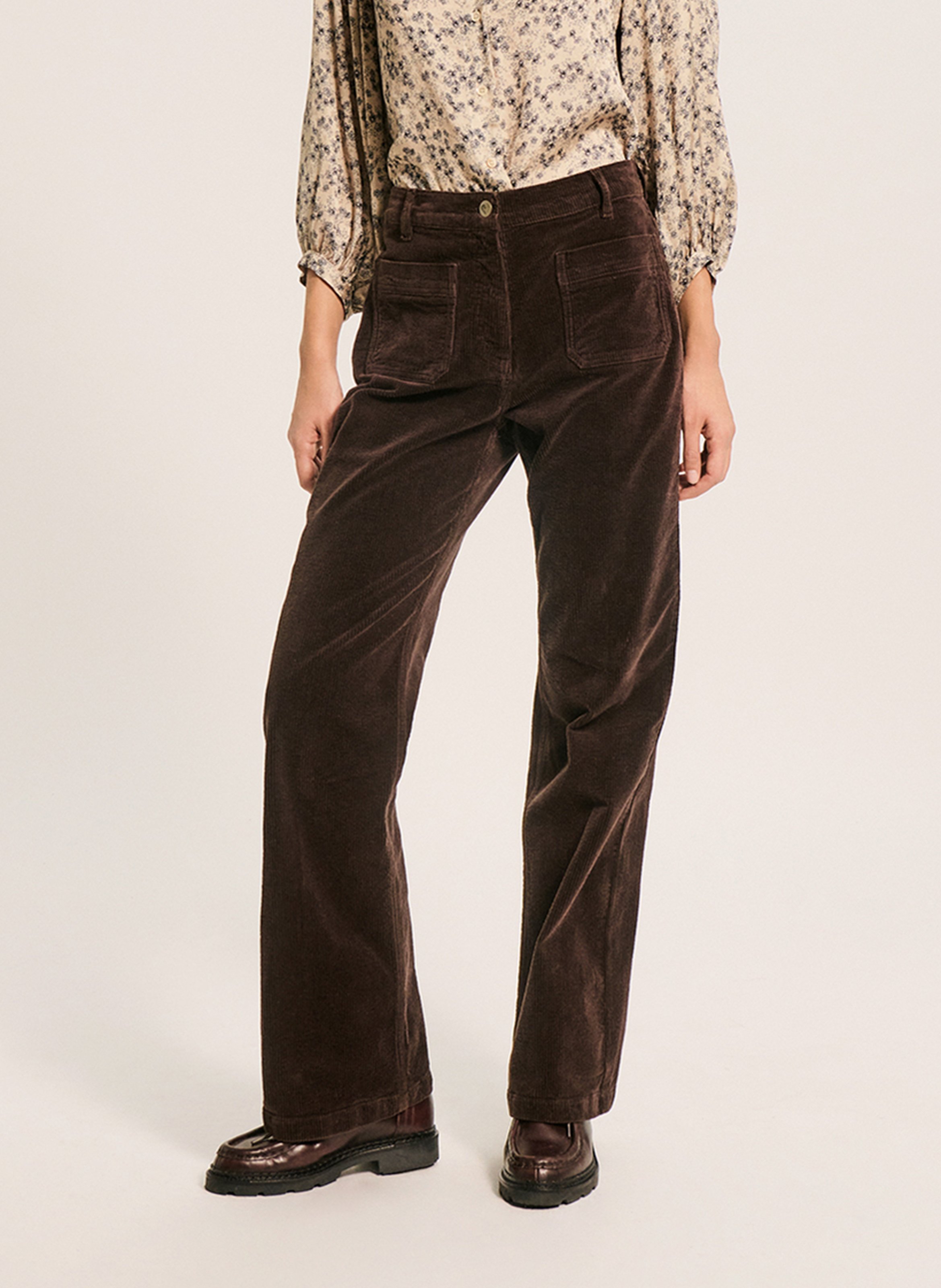 Straight velvet trousers in blended cotton PABLO