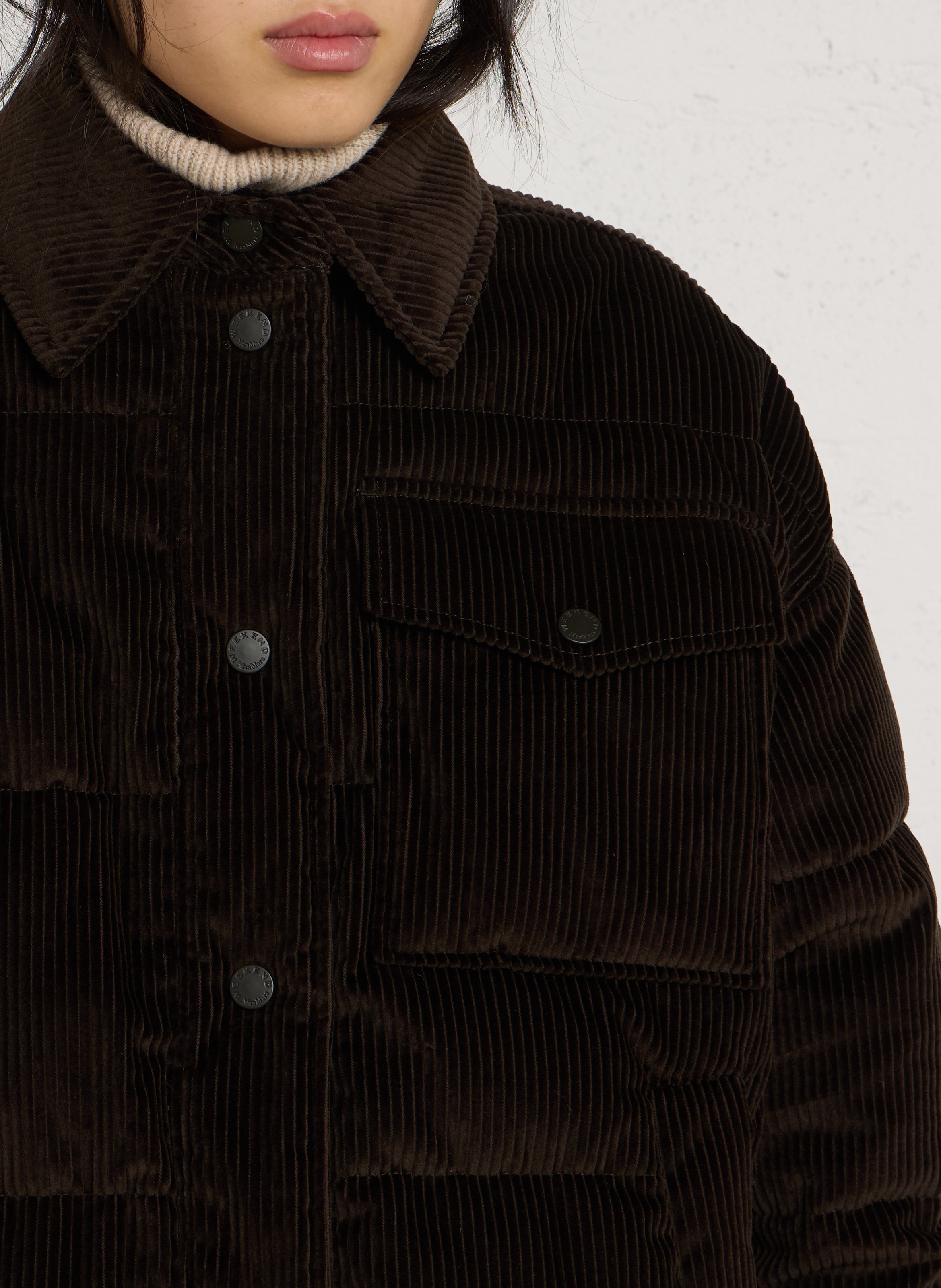 Weit geschnittene Daunenjacke aus Baumwollkord MAX MARA WEEK END Braun