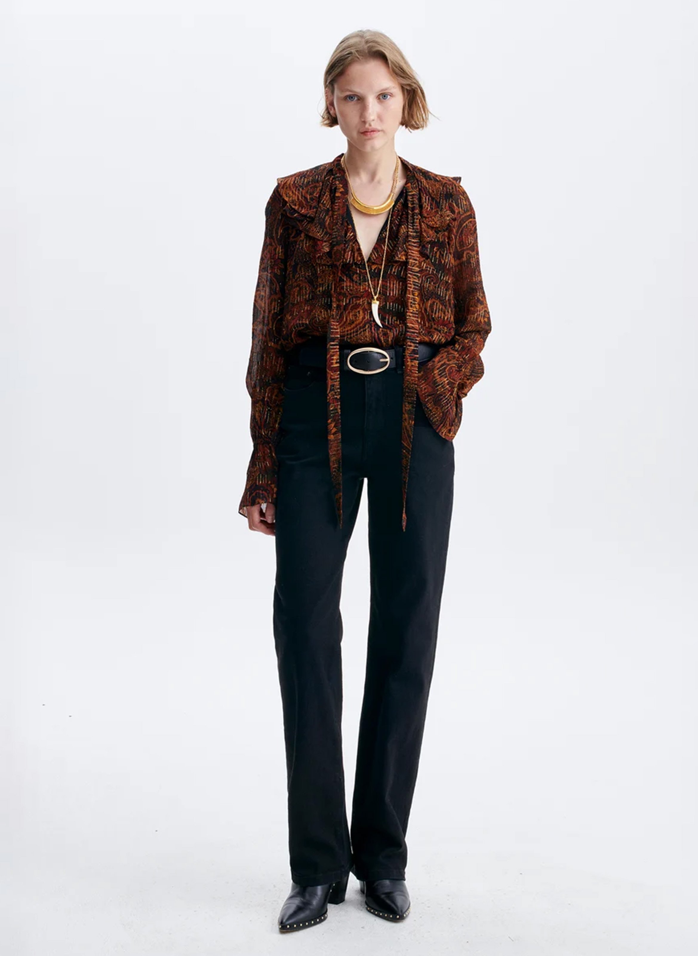 Printed henley blouse VANESSA BRUNO Brown