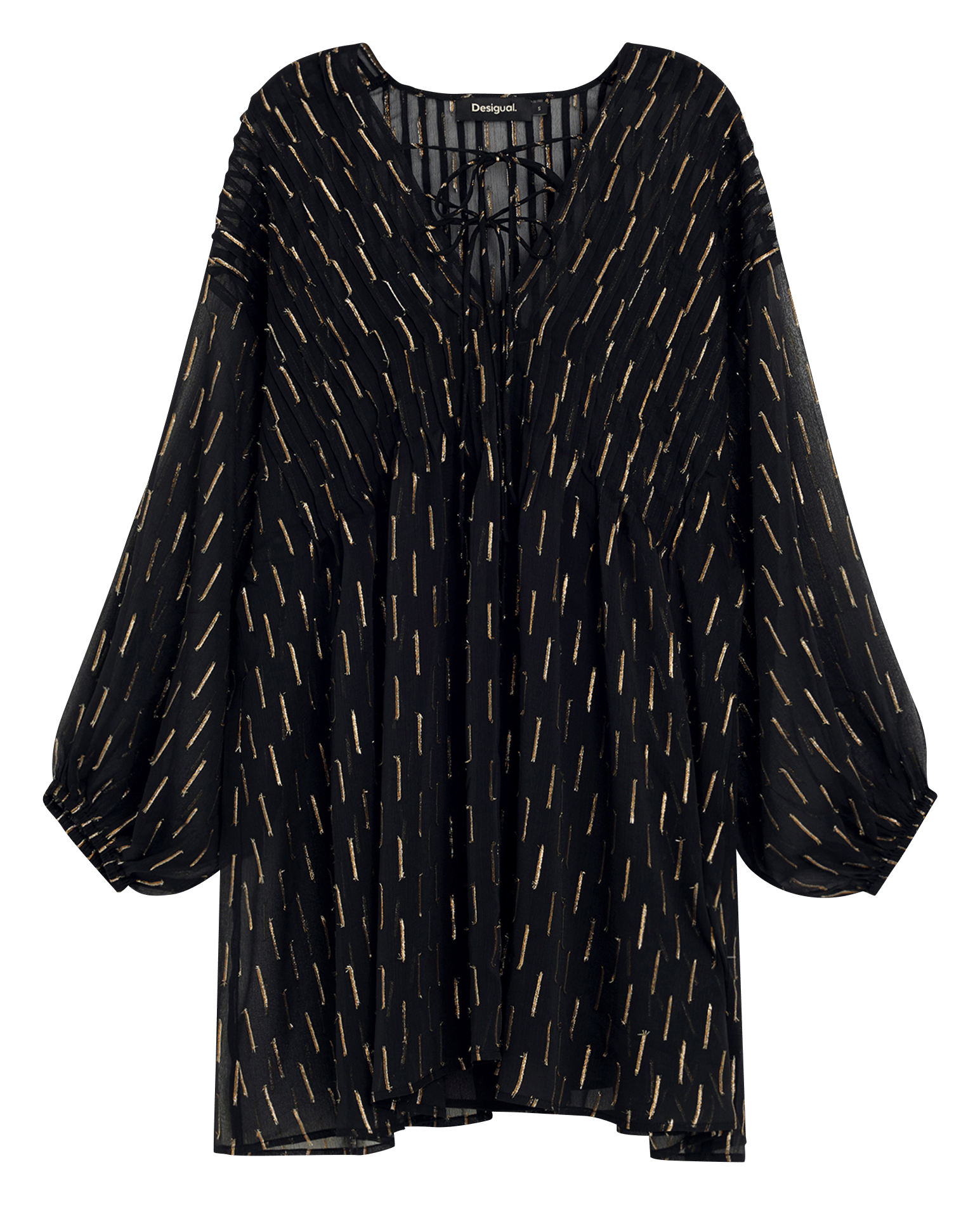 Loose-Fitting Short Patterned Dress DESIGUAL Black