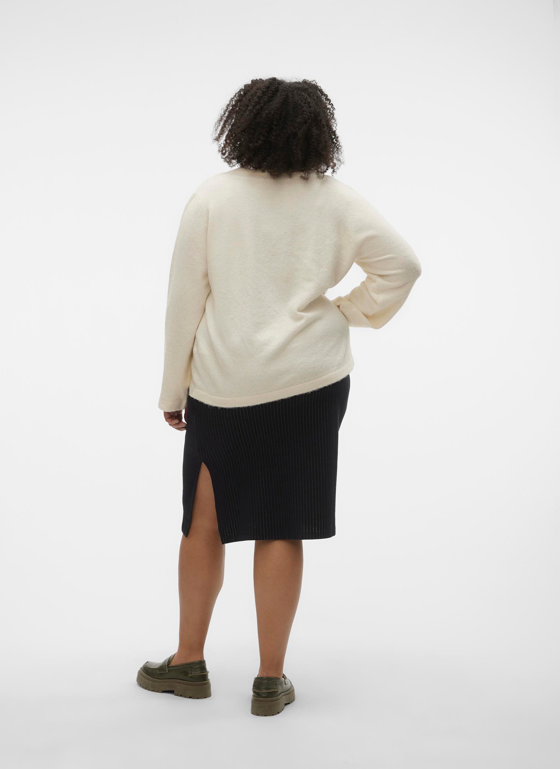 Straight V-neck sweater Beige