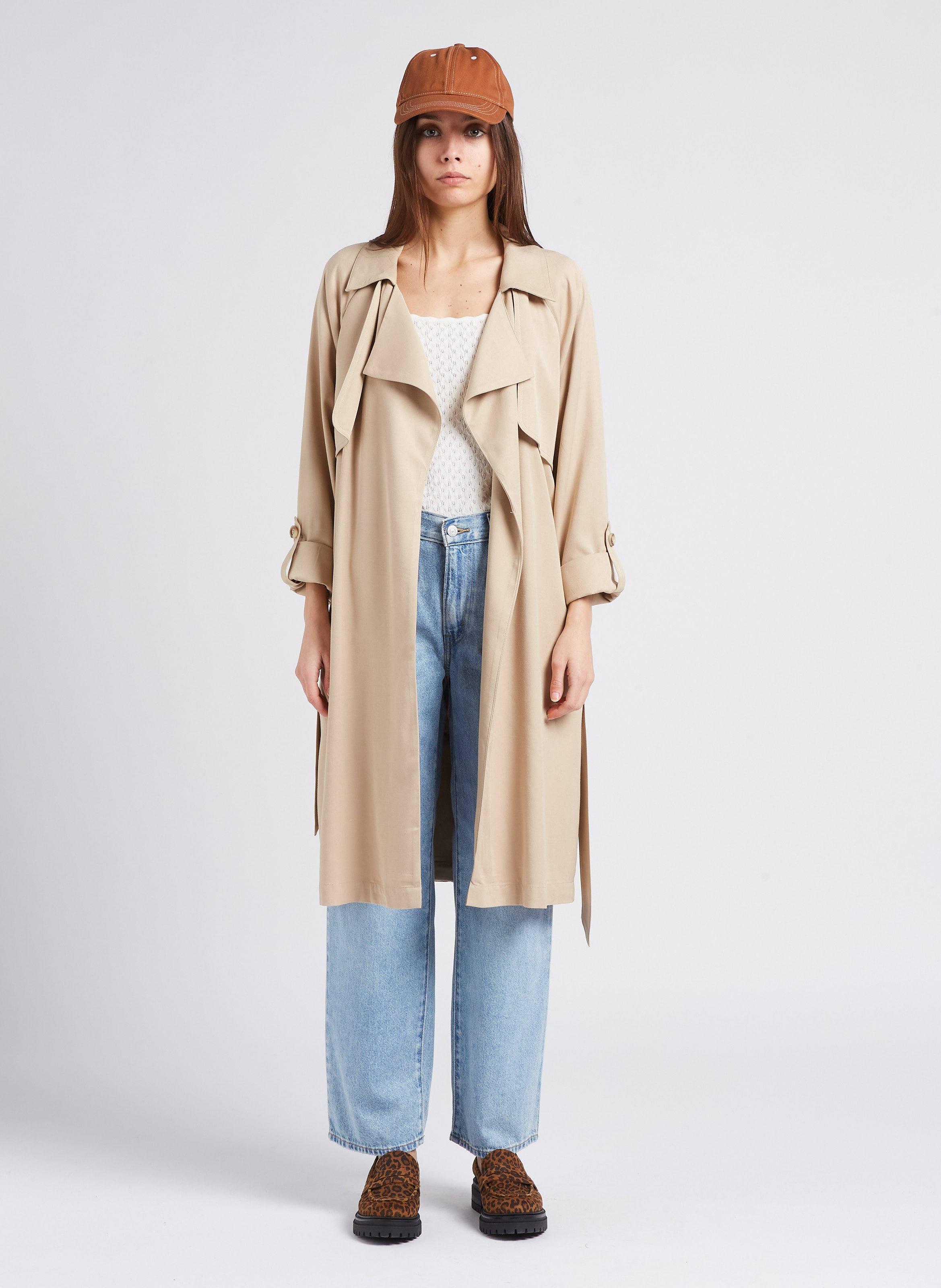 Trench col tailleur Marron