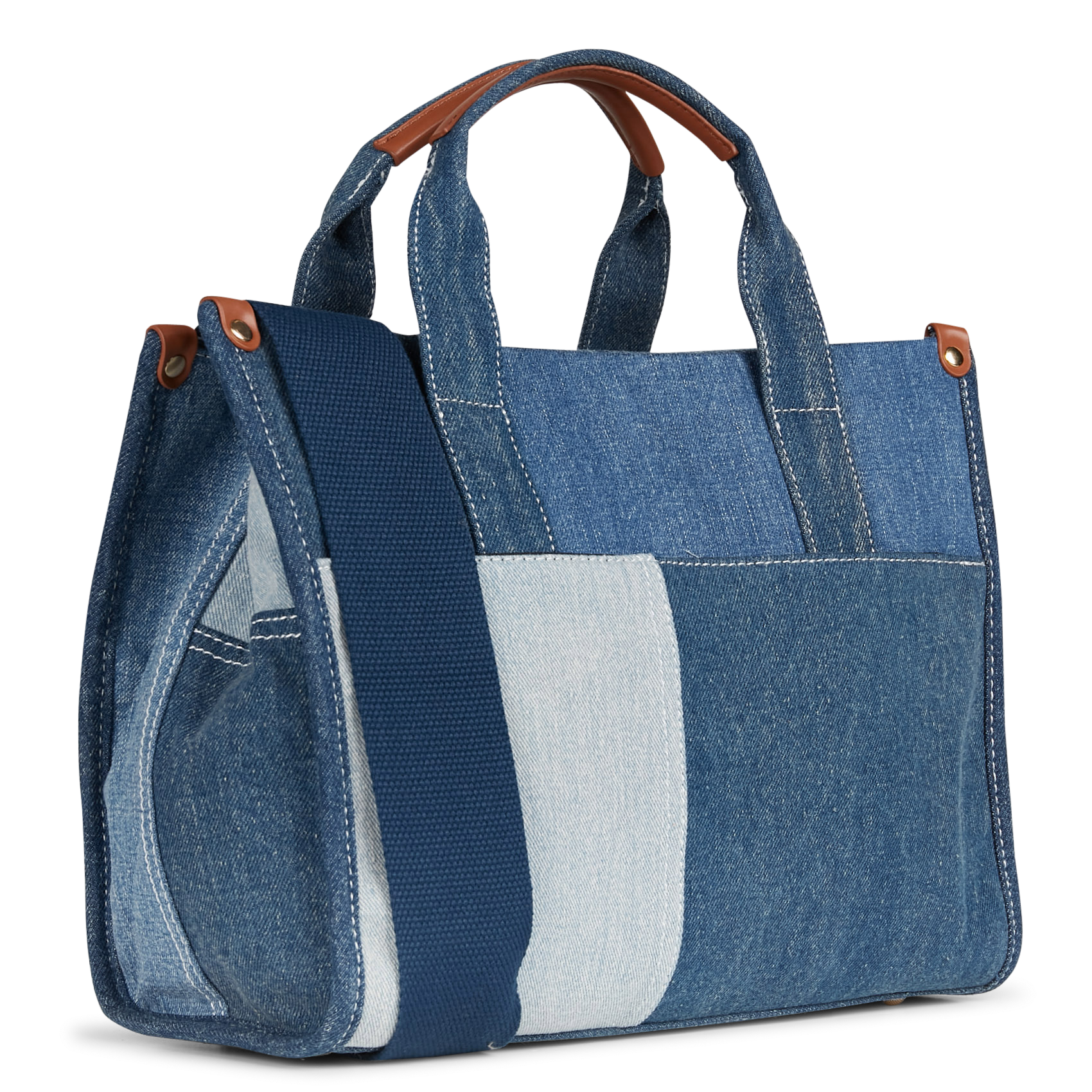 Handtasche aus Denim-Patchwork AU PRINTEMPS PARIS Blau