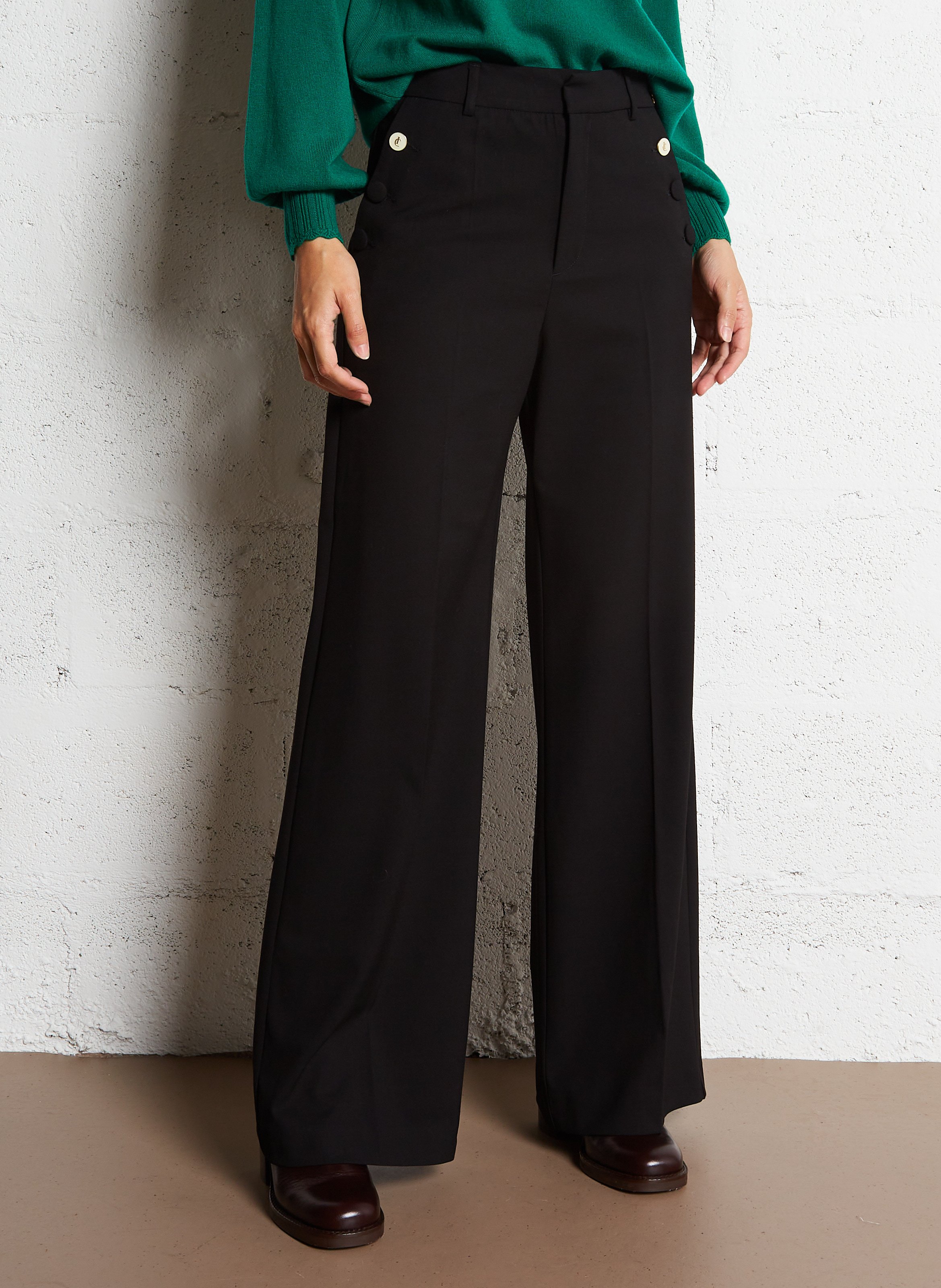 Pantalon large taille haute I CODE Noir