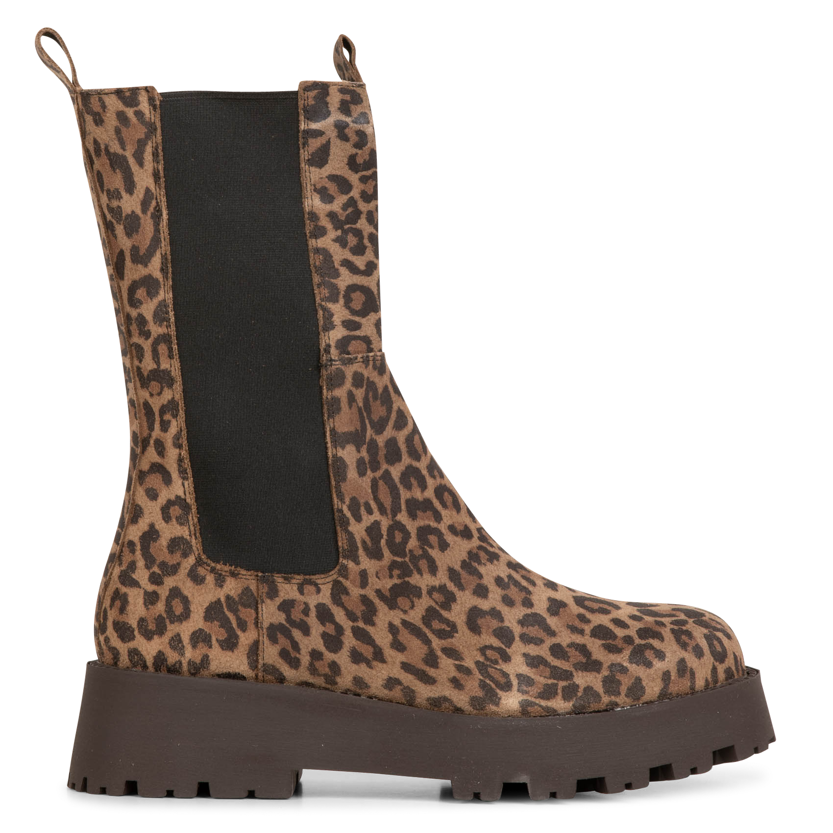 Bottines crantées en cuir imprimé léopard JB MARTIN Marron