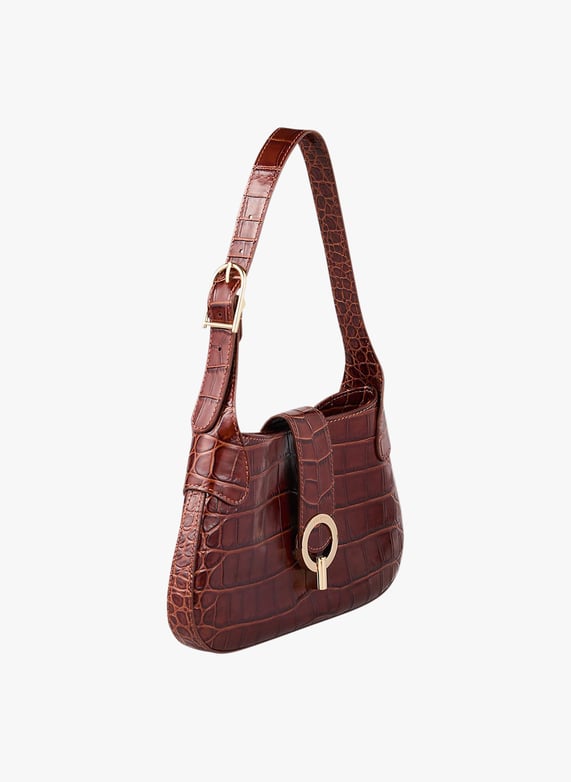 Embossed leather shoulder bag discount