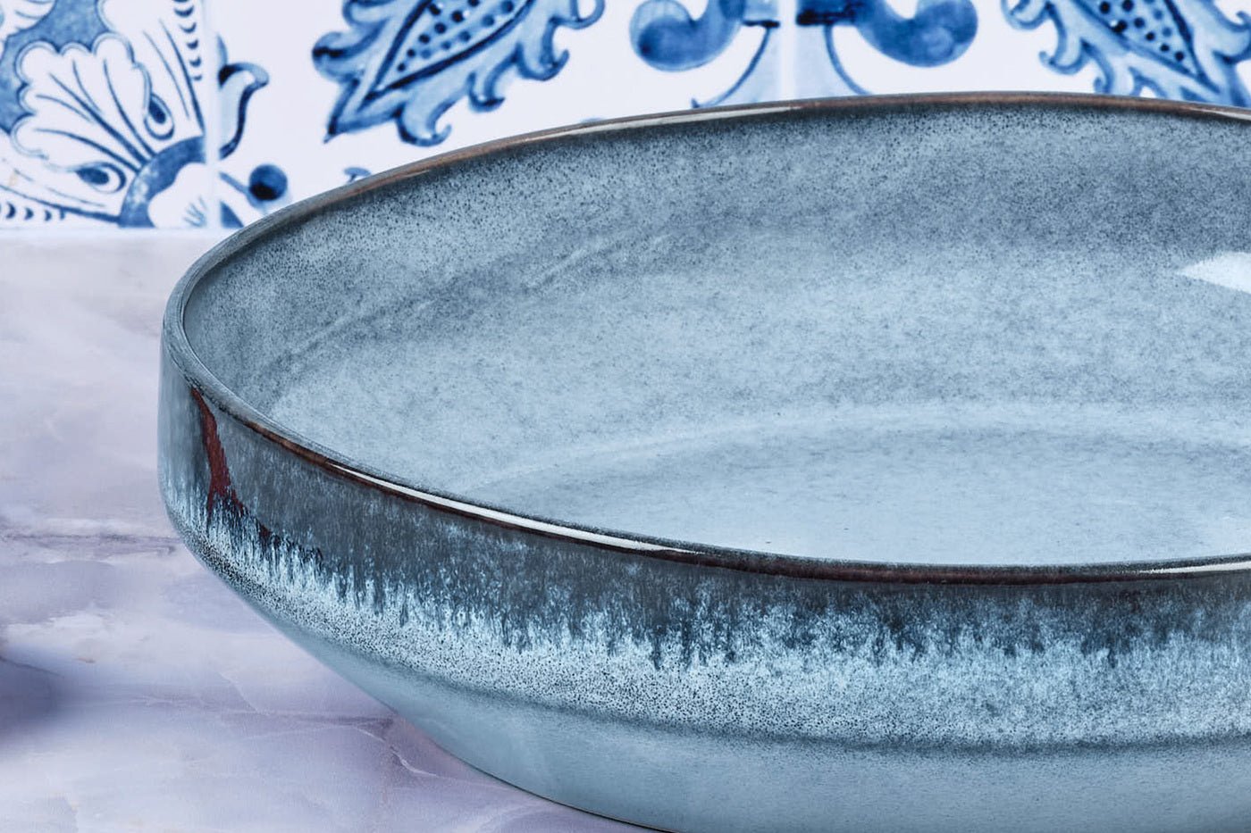 Stoneware fruit basket BJORN Blue