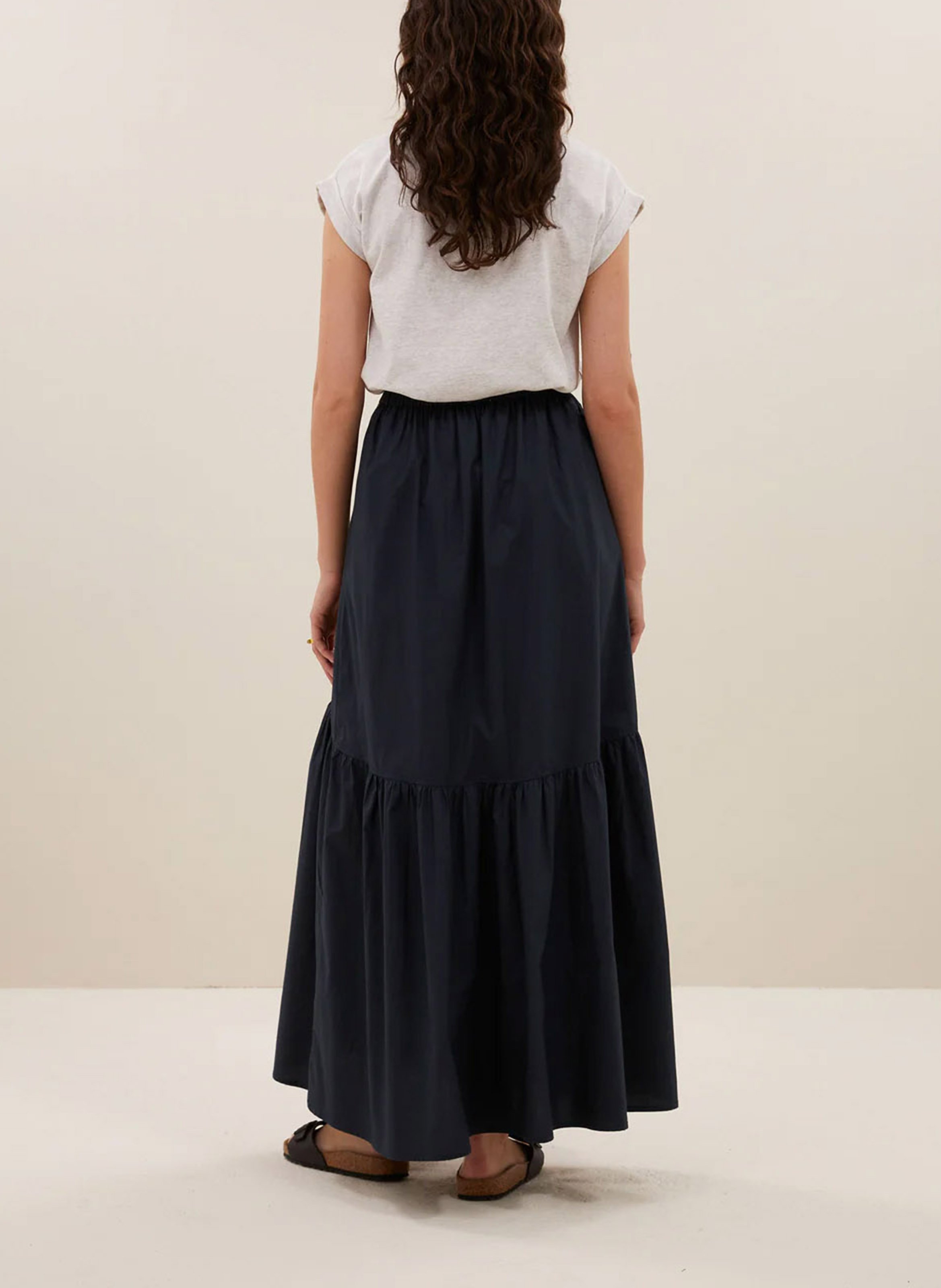 Jupe longue évasée à plis BY BAR Bleu