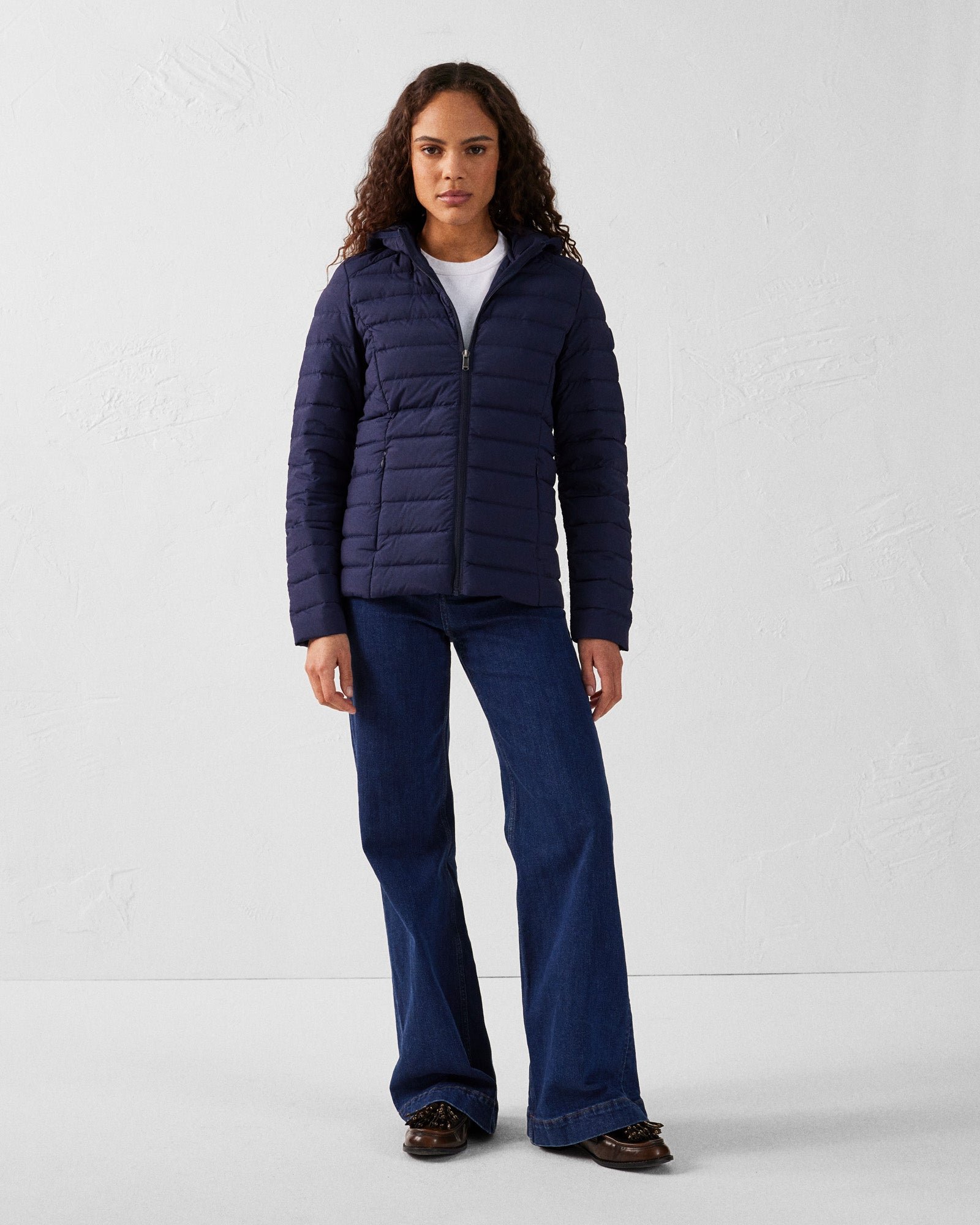 Lightweight stretch hooded puffer jacket Salma JOTT Blue
