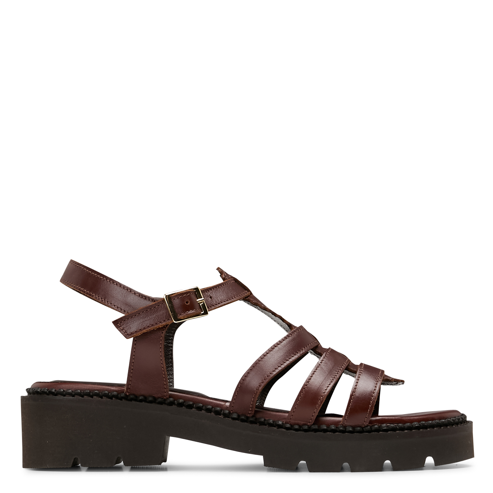 Ledersandalen mit Keilabsatz MELLOW YELLOW Braun