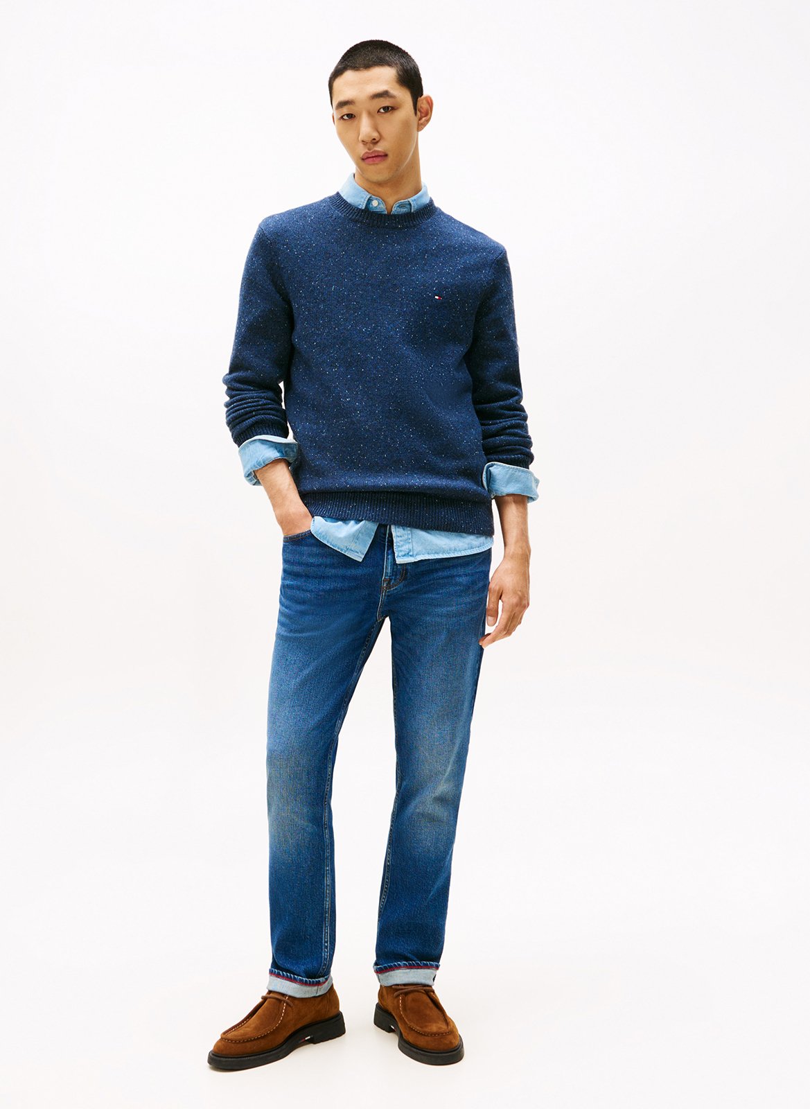 Round-neck wool-blend sweater TOMMY HILFIGER Blue