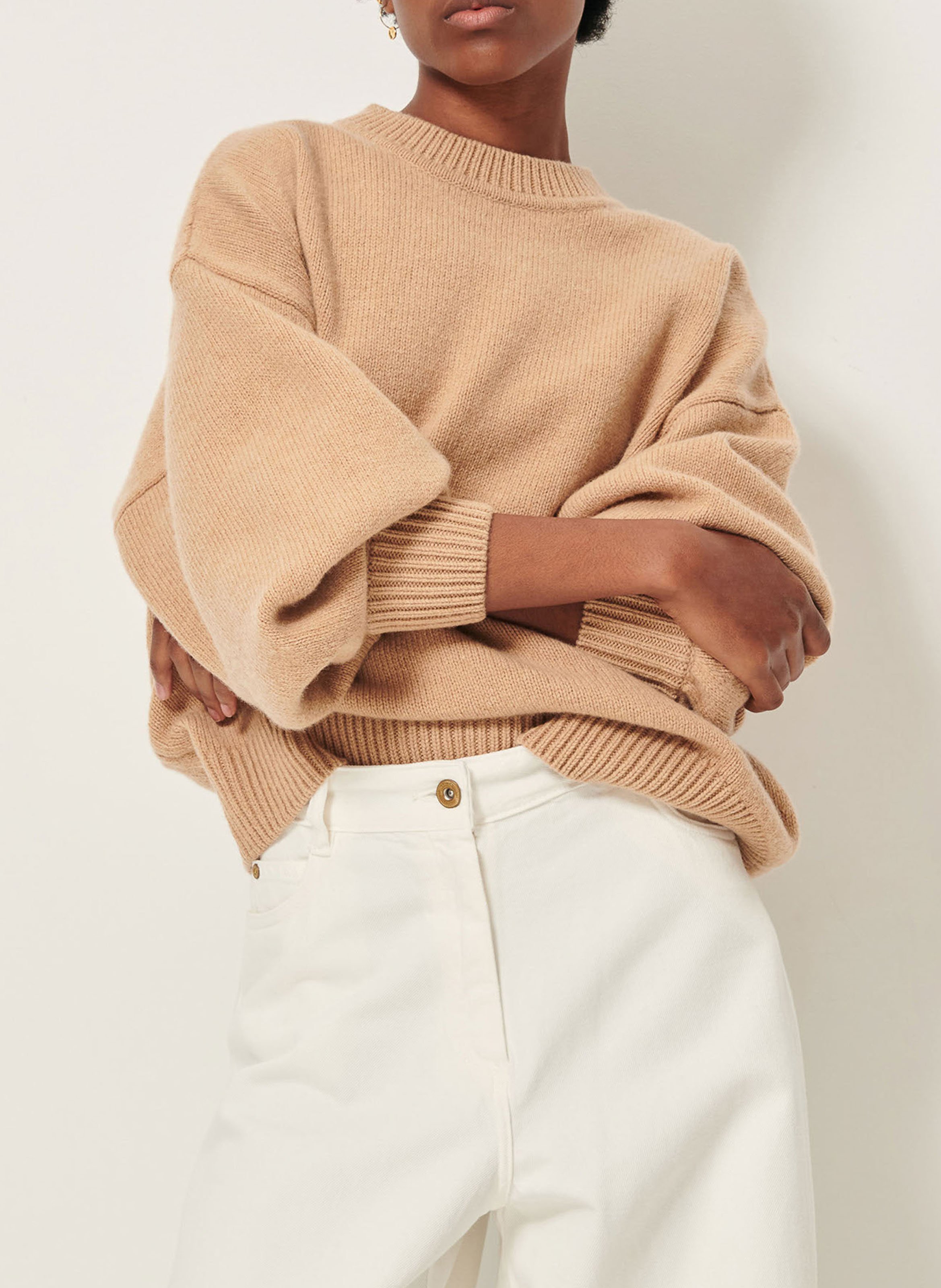 Sweat col rond en laine et en cachemire mélangés SESSUN Beige