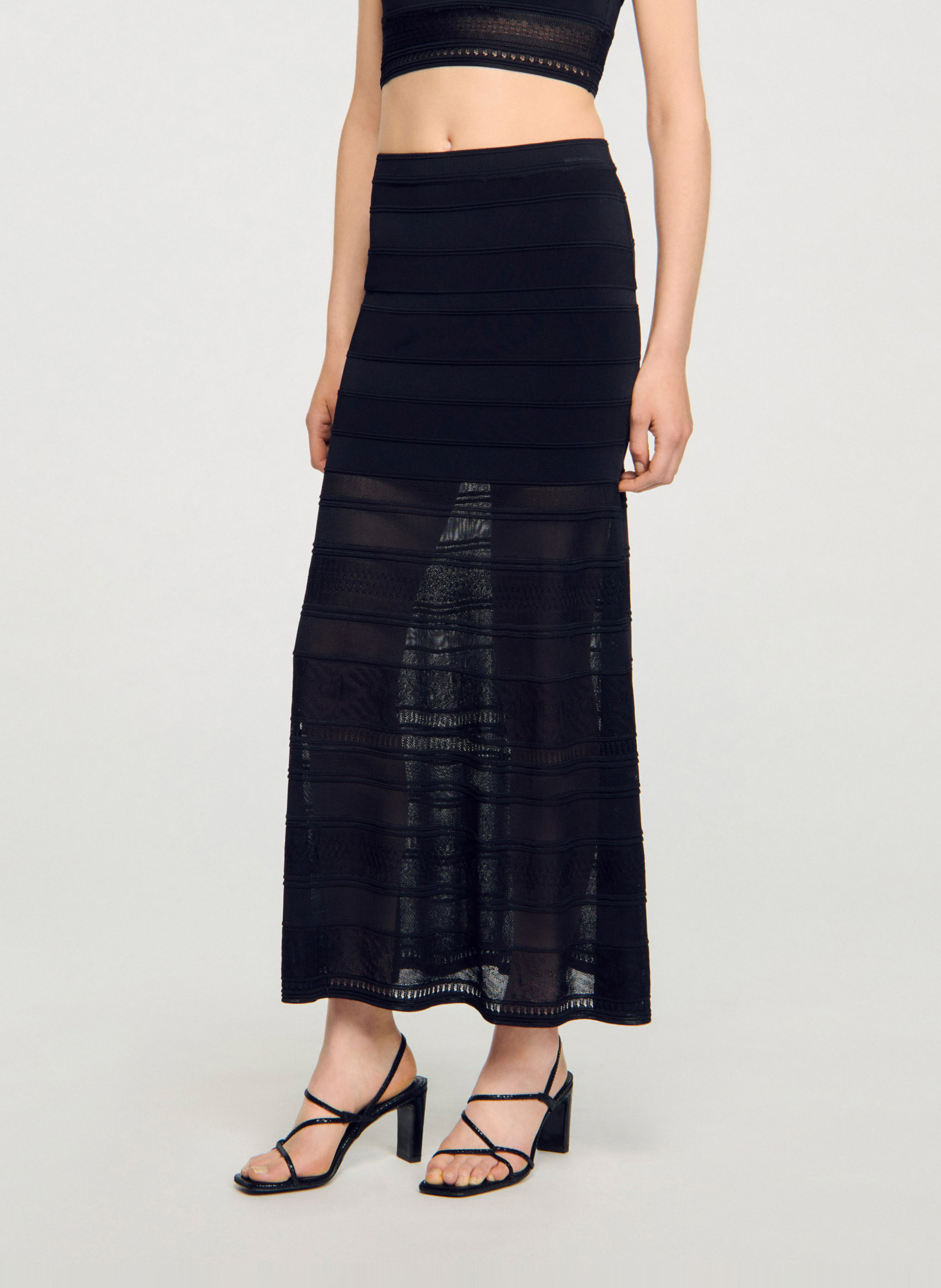 Jupe longue évasée SANDRO Noir