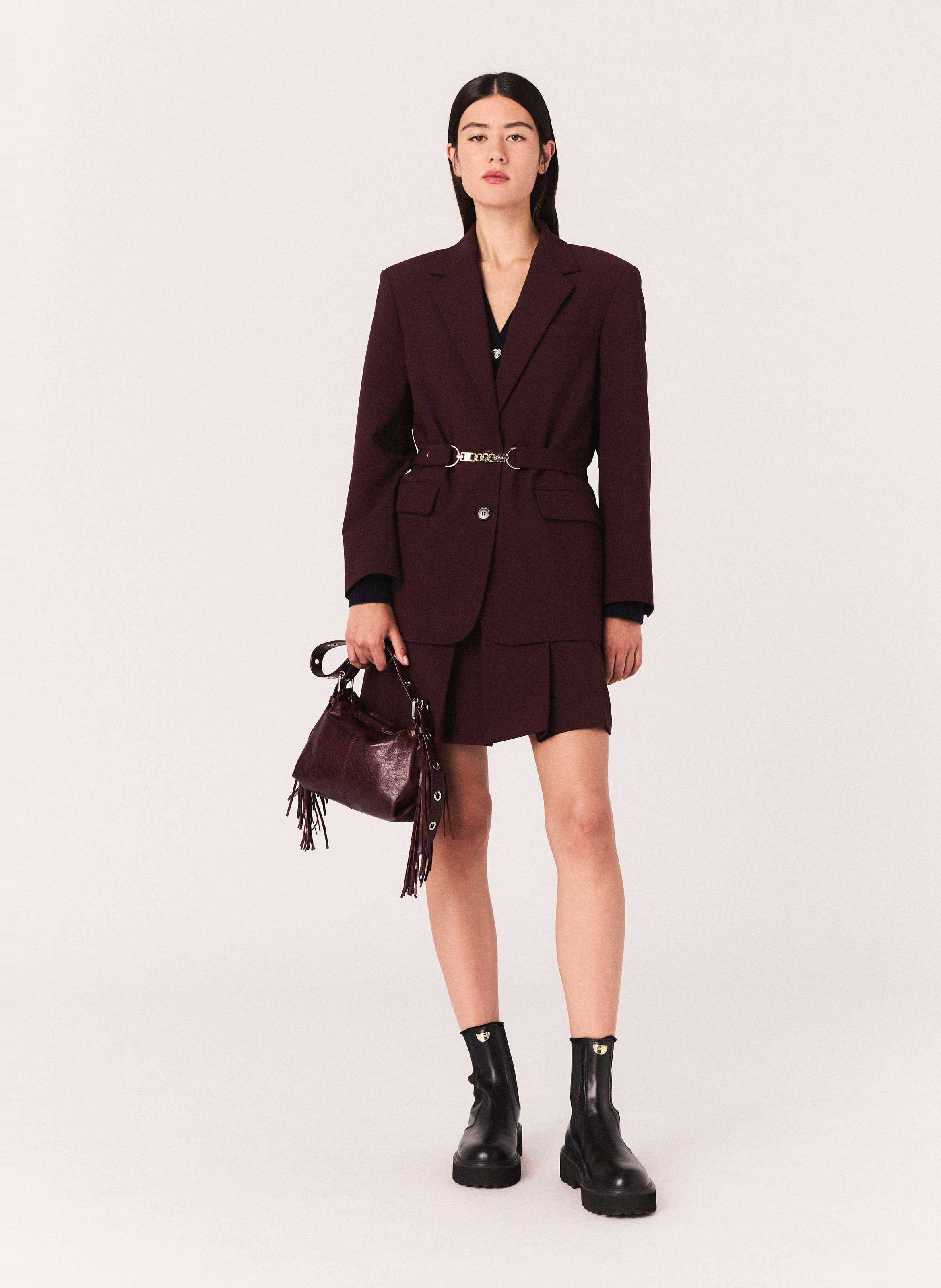 Veste col tailleur en laine mélangée MAJE Rouge