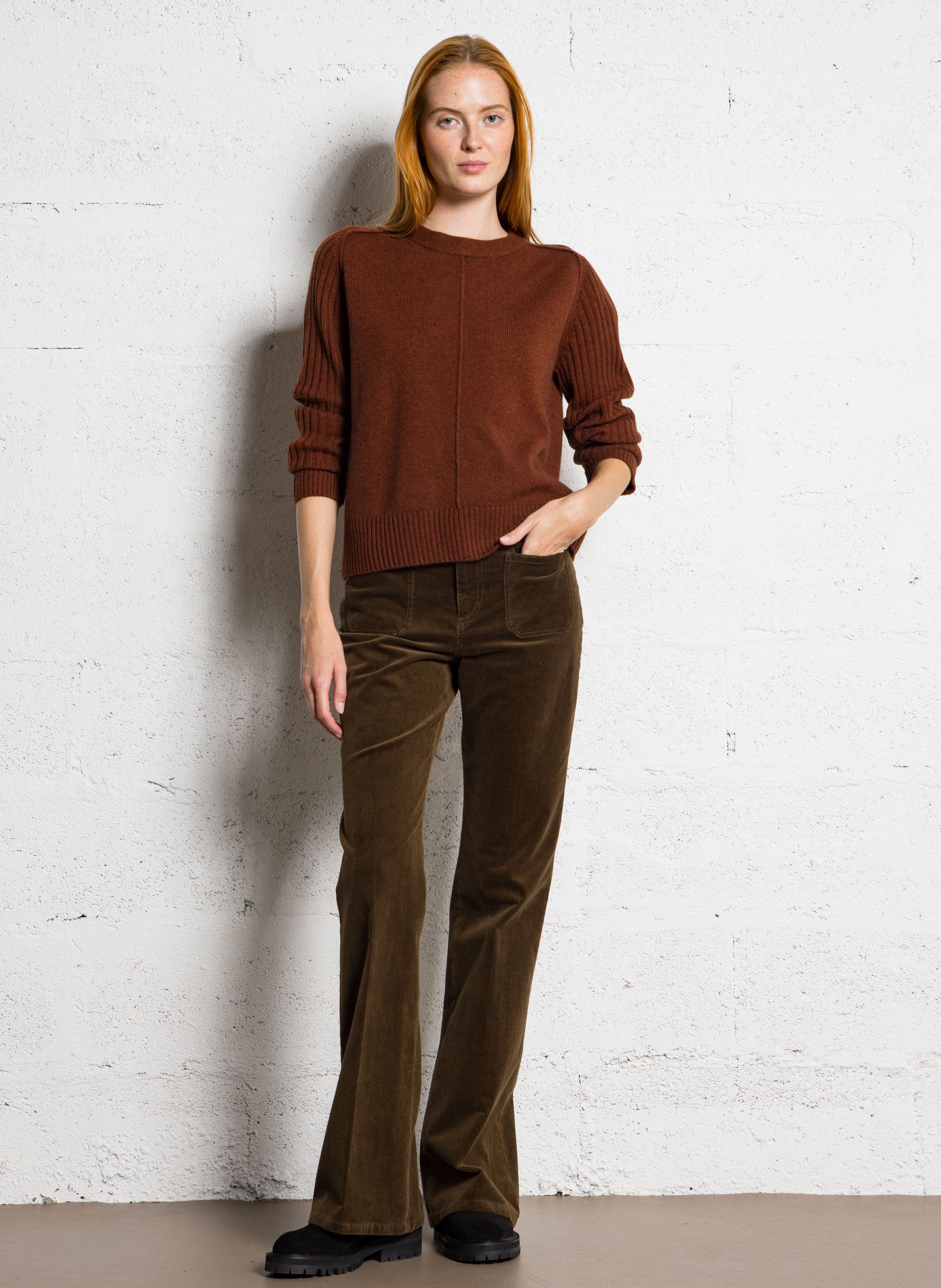 Straight round neck wool sweater MAISON 123 Red