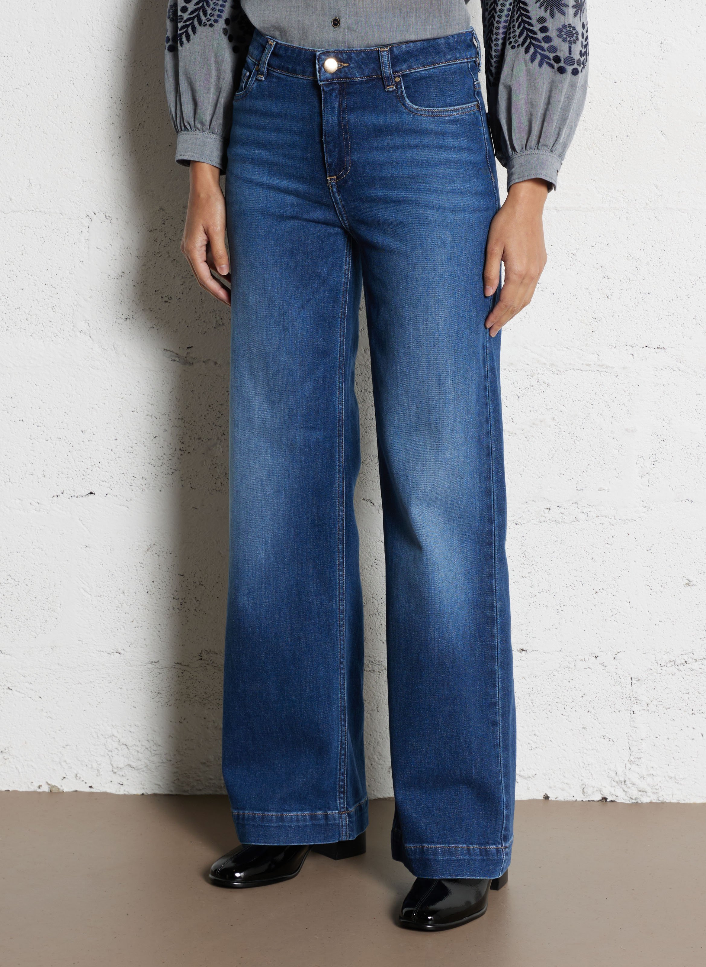 Cotton-blend wide-leg jeans MAISON 123 Blue
