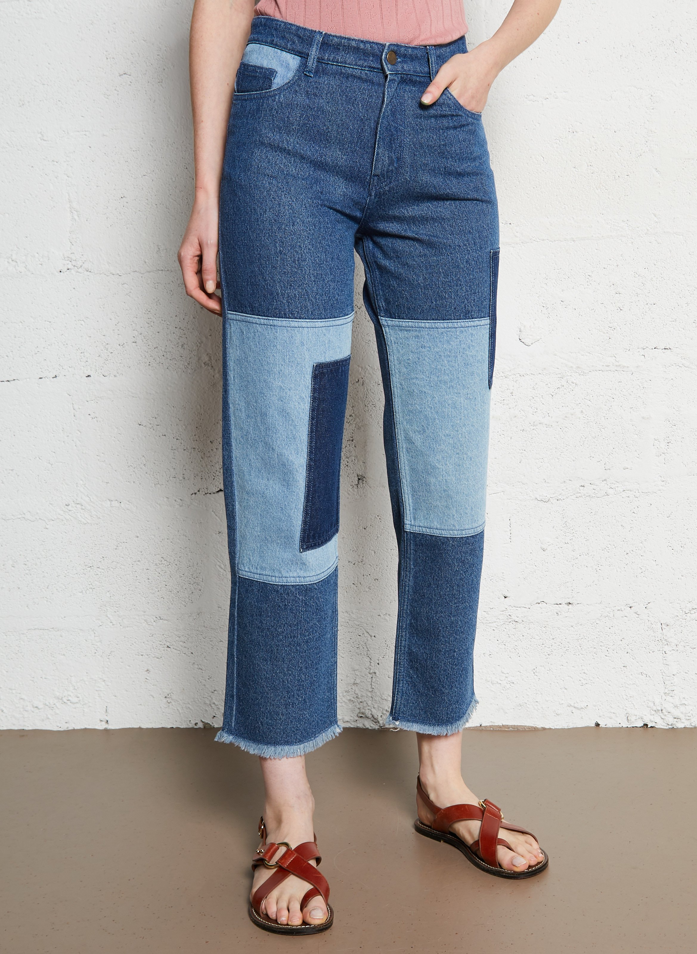 Straight Cut Patchwork-Jeans EMILE ET IDA Blau