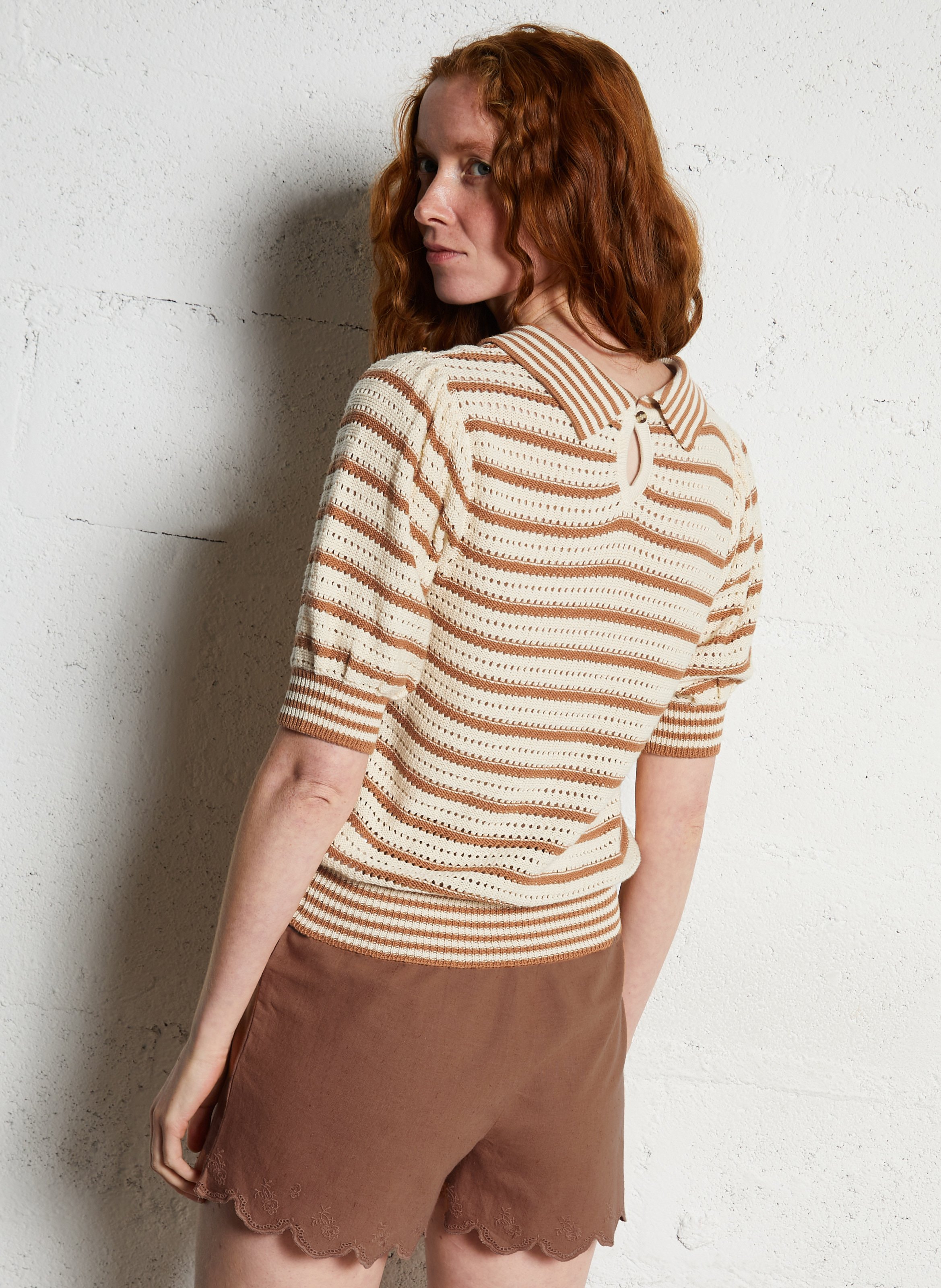 Classic crew neck sweater in organic cotton EMILE ET IDA Brown