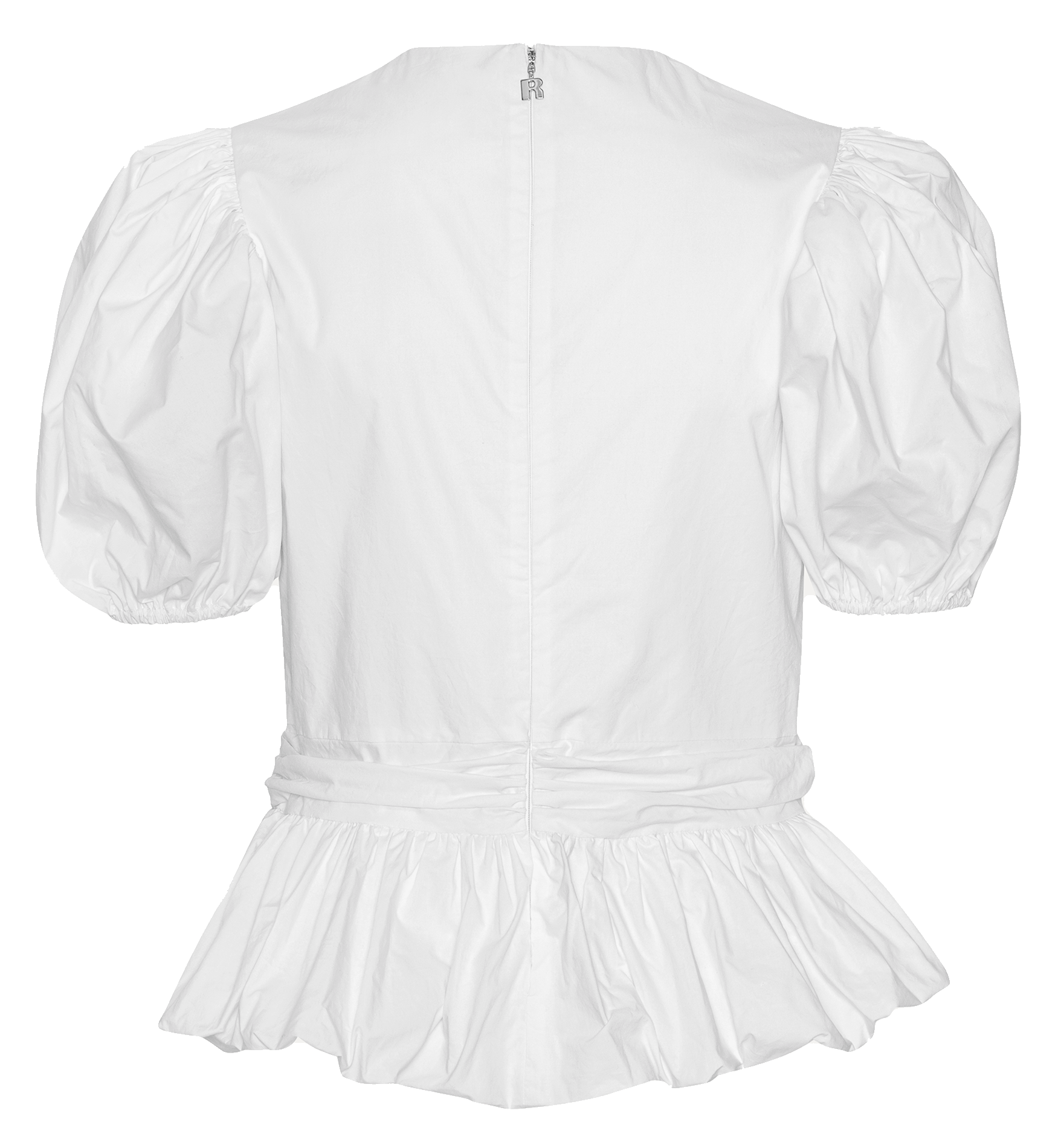 Short puff sleeves straight top ROTATE White