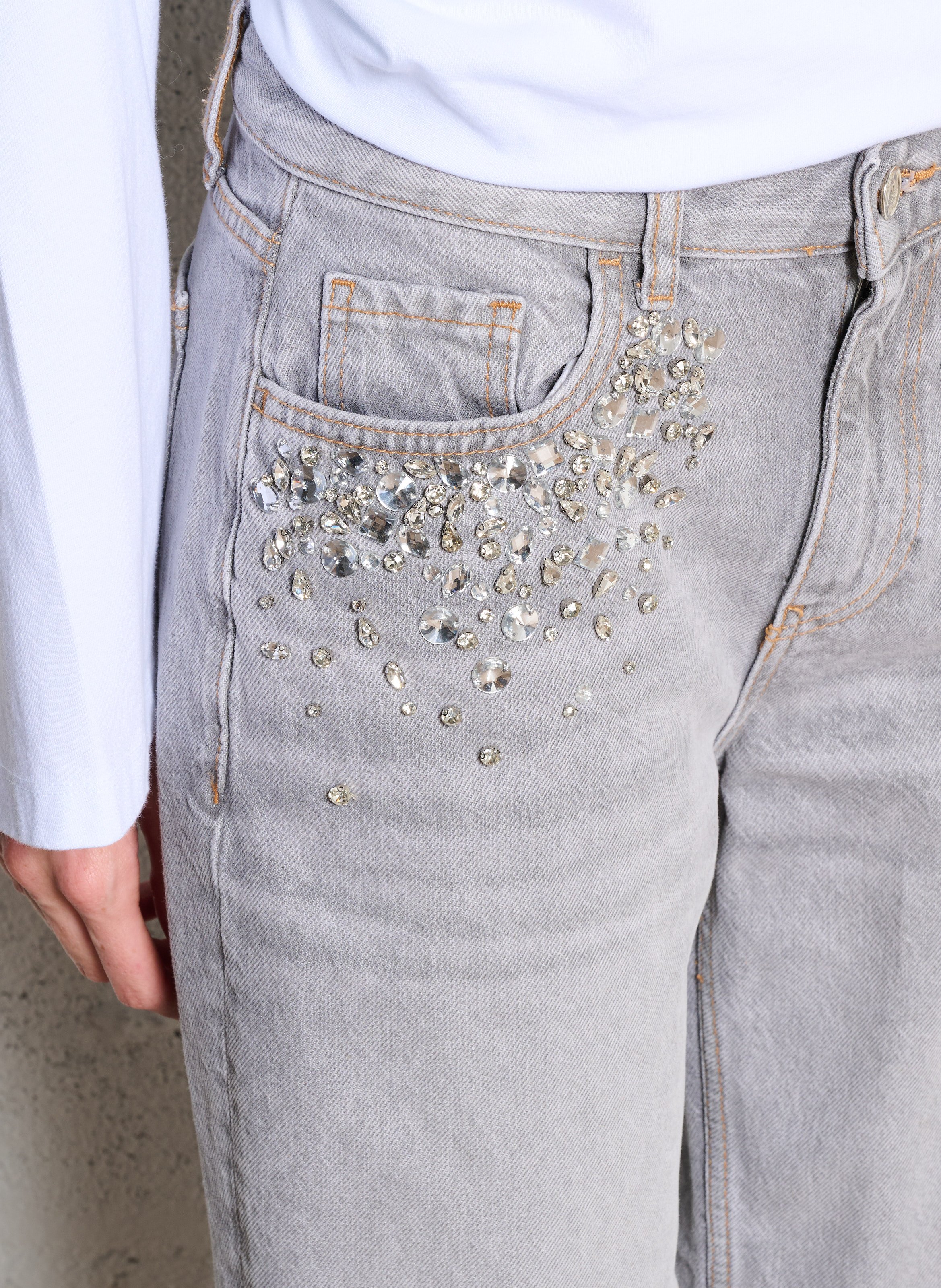 Jean droit en coton LIU JO Gris