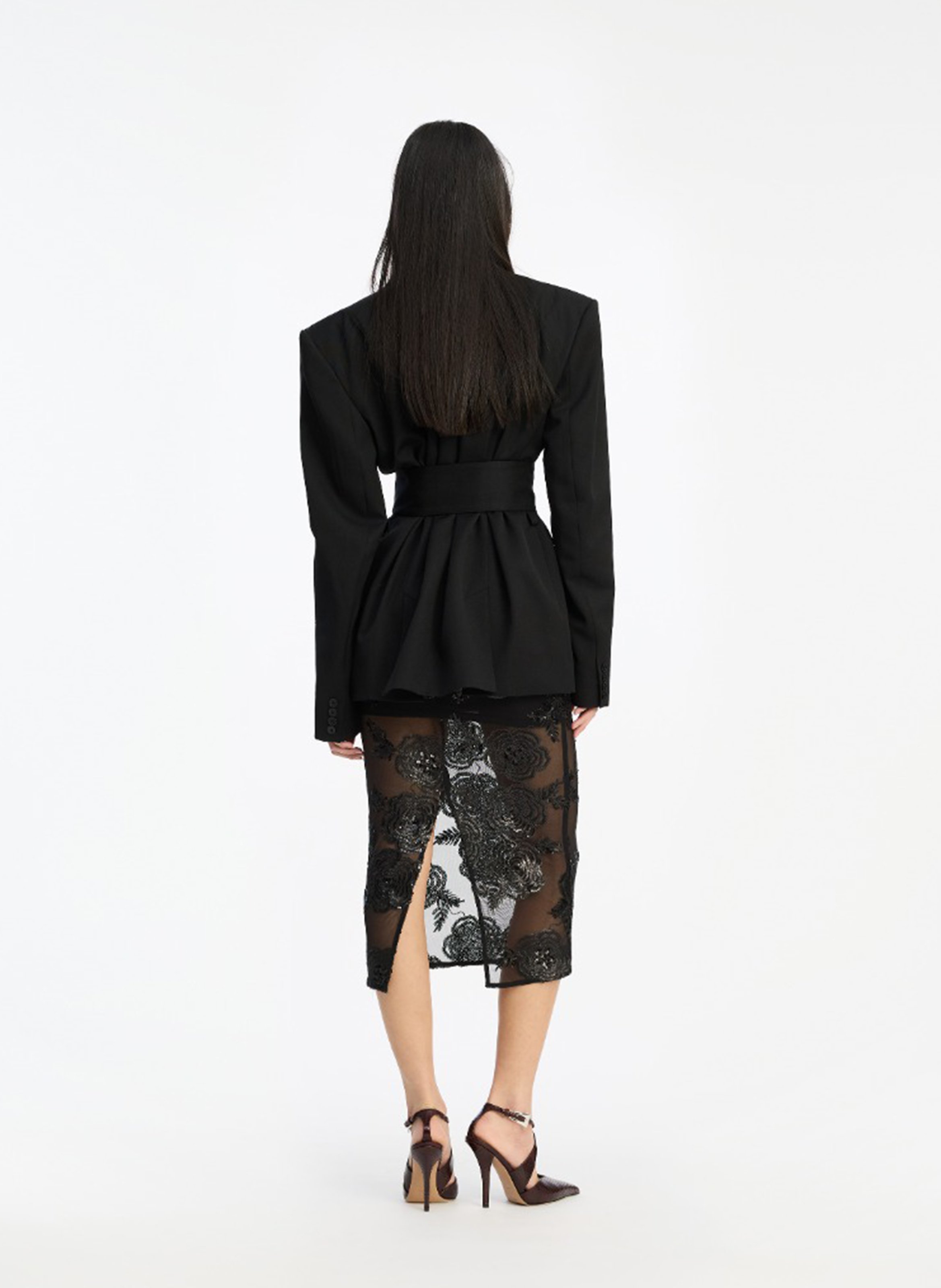 Jupe midi à sequins ROTATE Noir