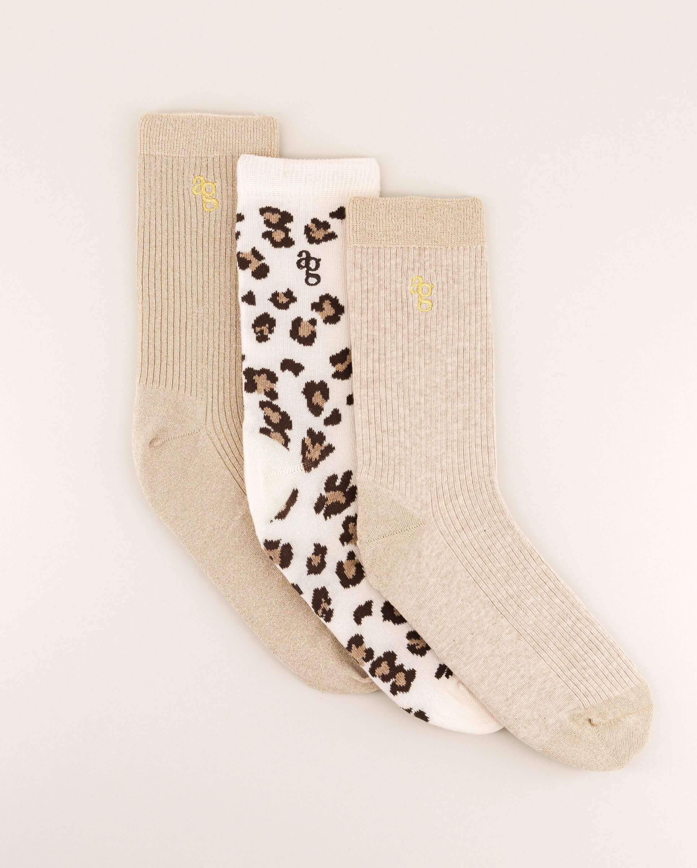 Pack of 3 pairs of women's beige socks ANGARDE Beige