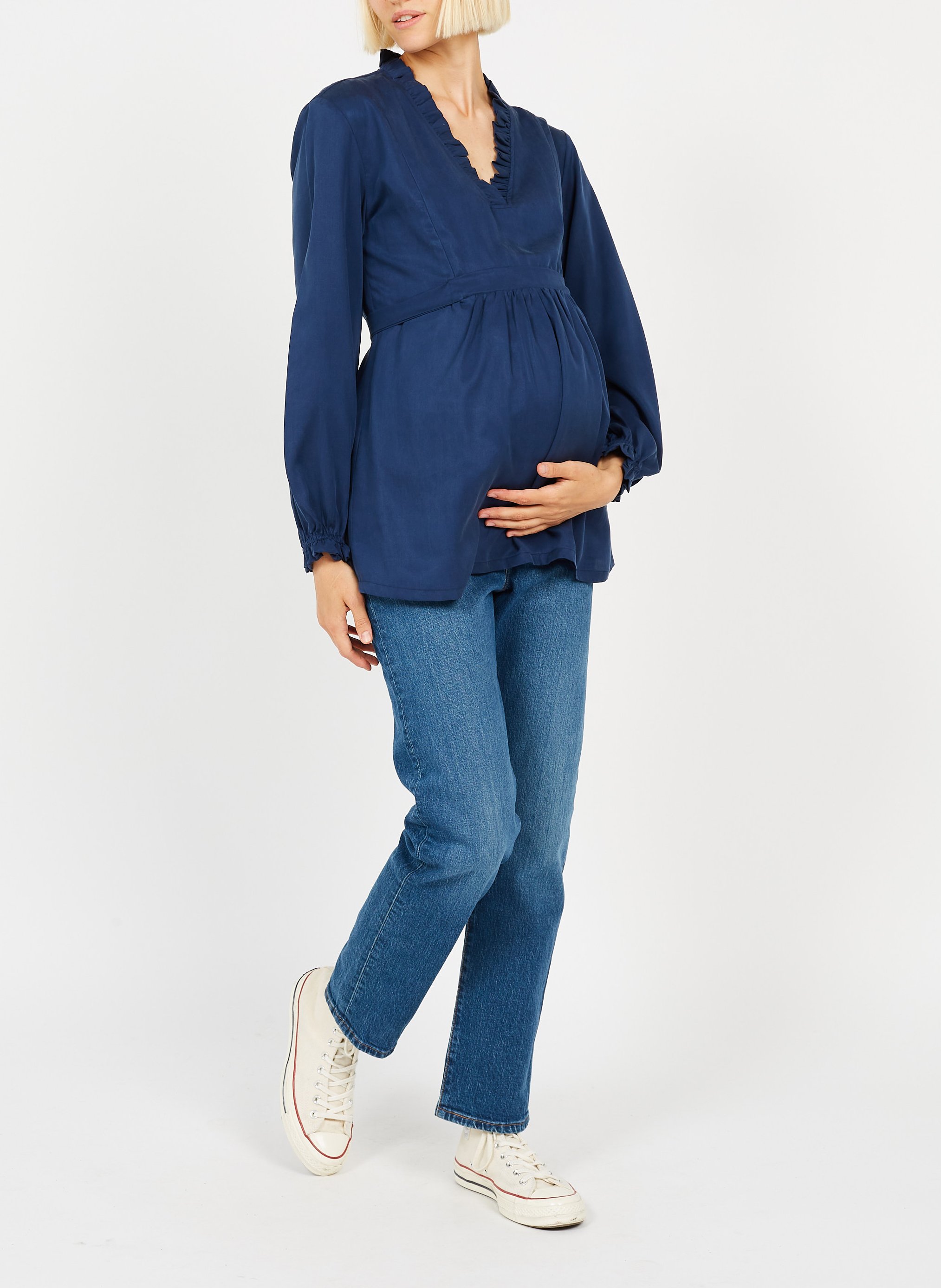 Long-sleeved maternity top POLINA Blue