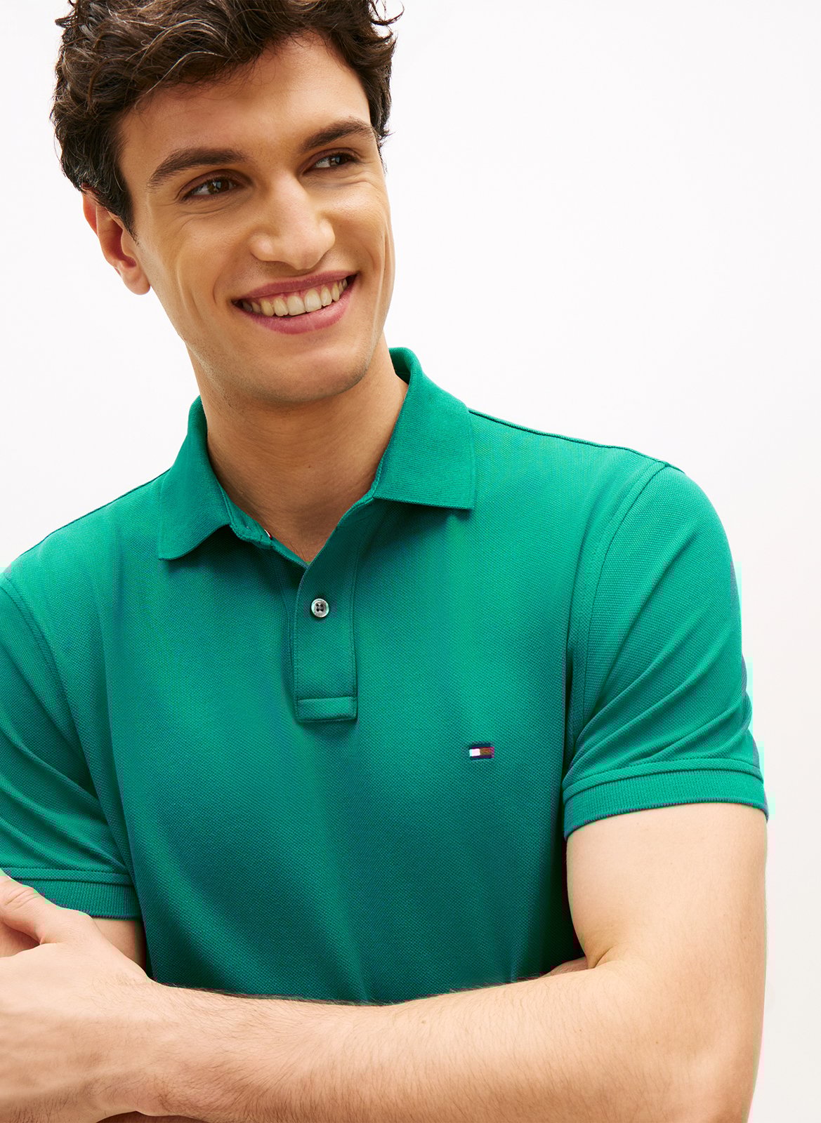 Polo regular-fit en coton biologique mélangé Vert