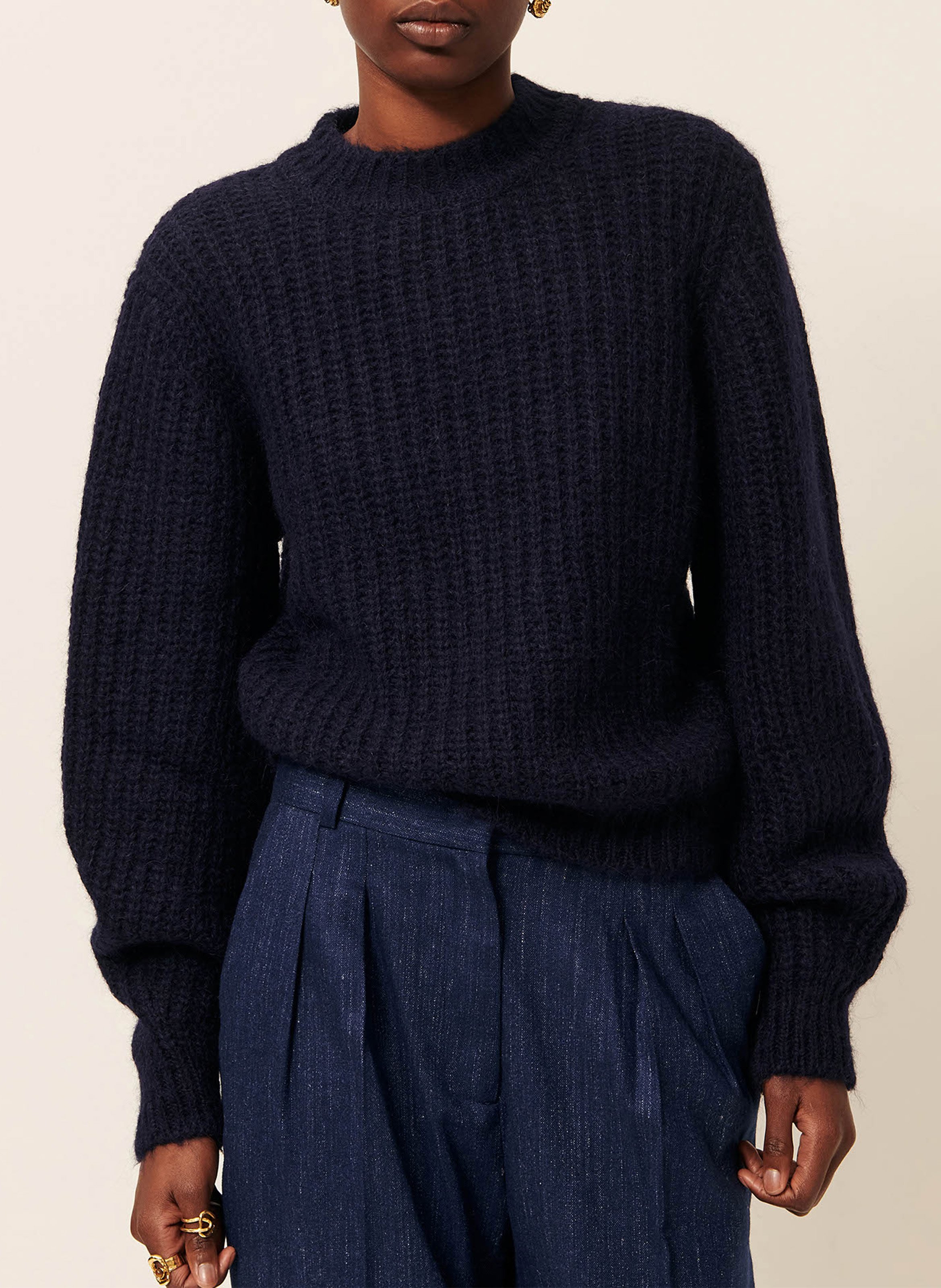 Pull droit col montant  SESSUN Bleu